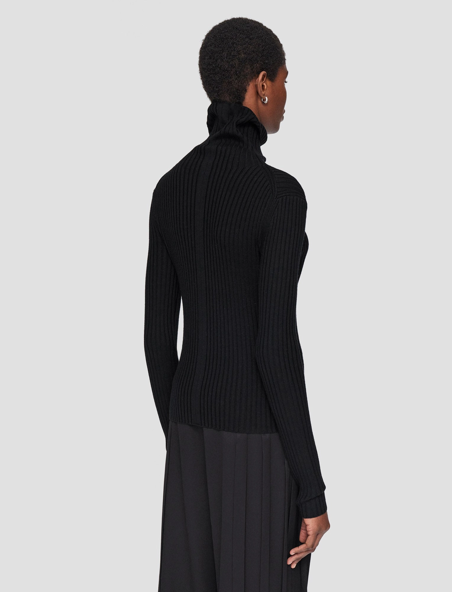 Merino Silk Rib High Neck Jumper Fray Resistant Edges