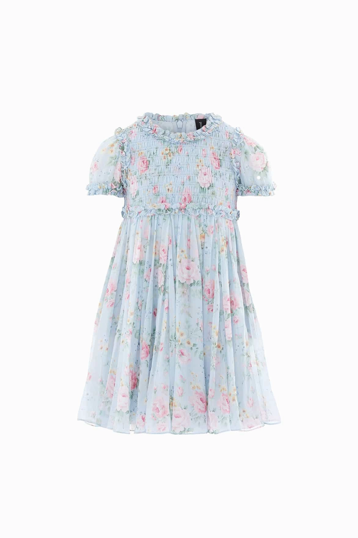 Pompadour Garden Giselle Chiffon Kids Dress ReflectiveDetails SelfFabric Binding
