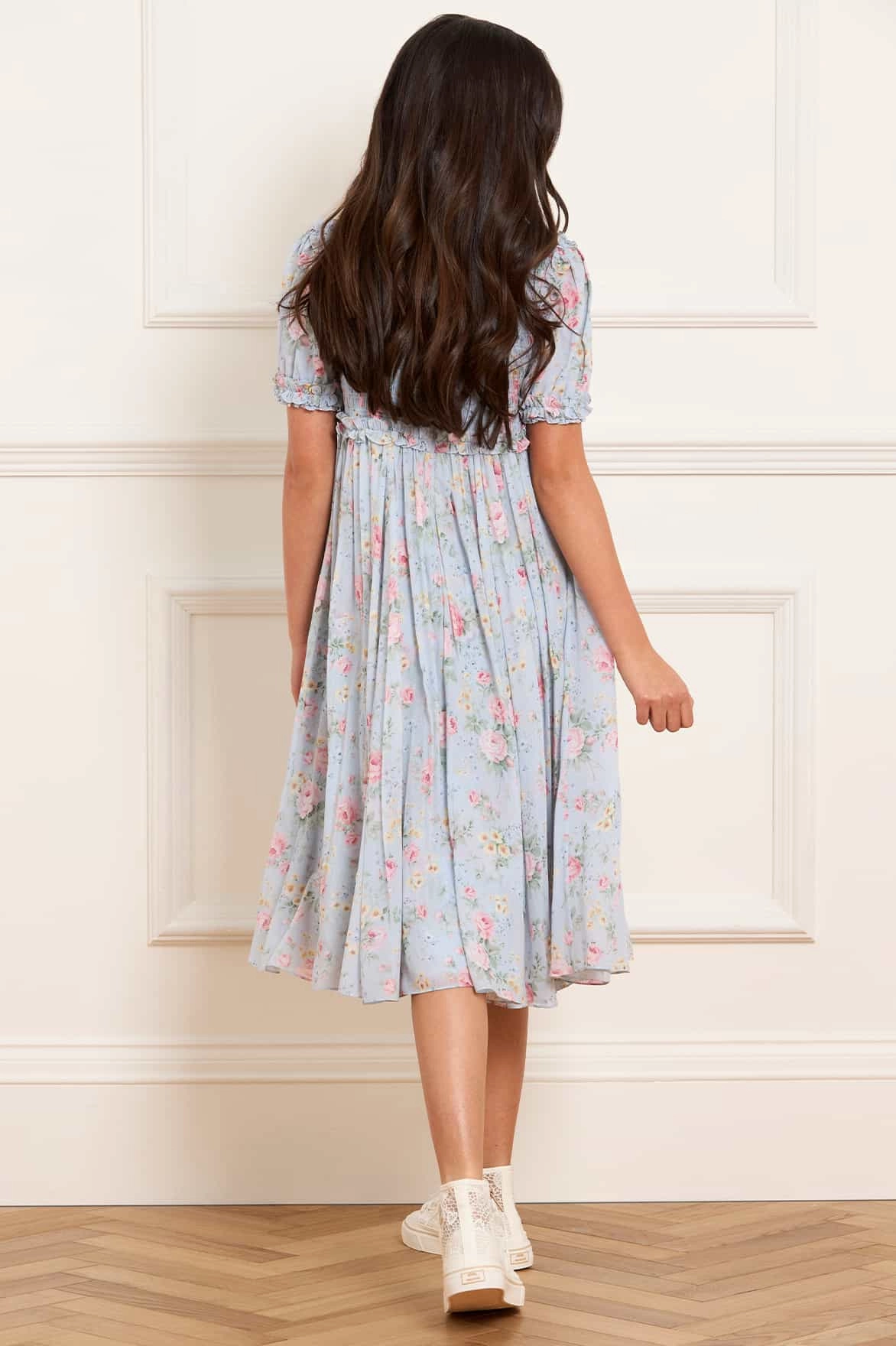 NonRestrictive Armholes Soft Cotton Pompadour Garden Giselle Chiffon Kids Dress