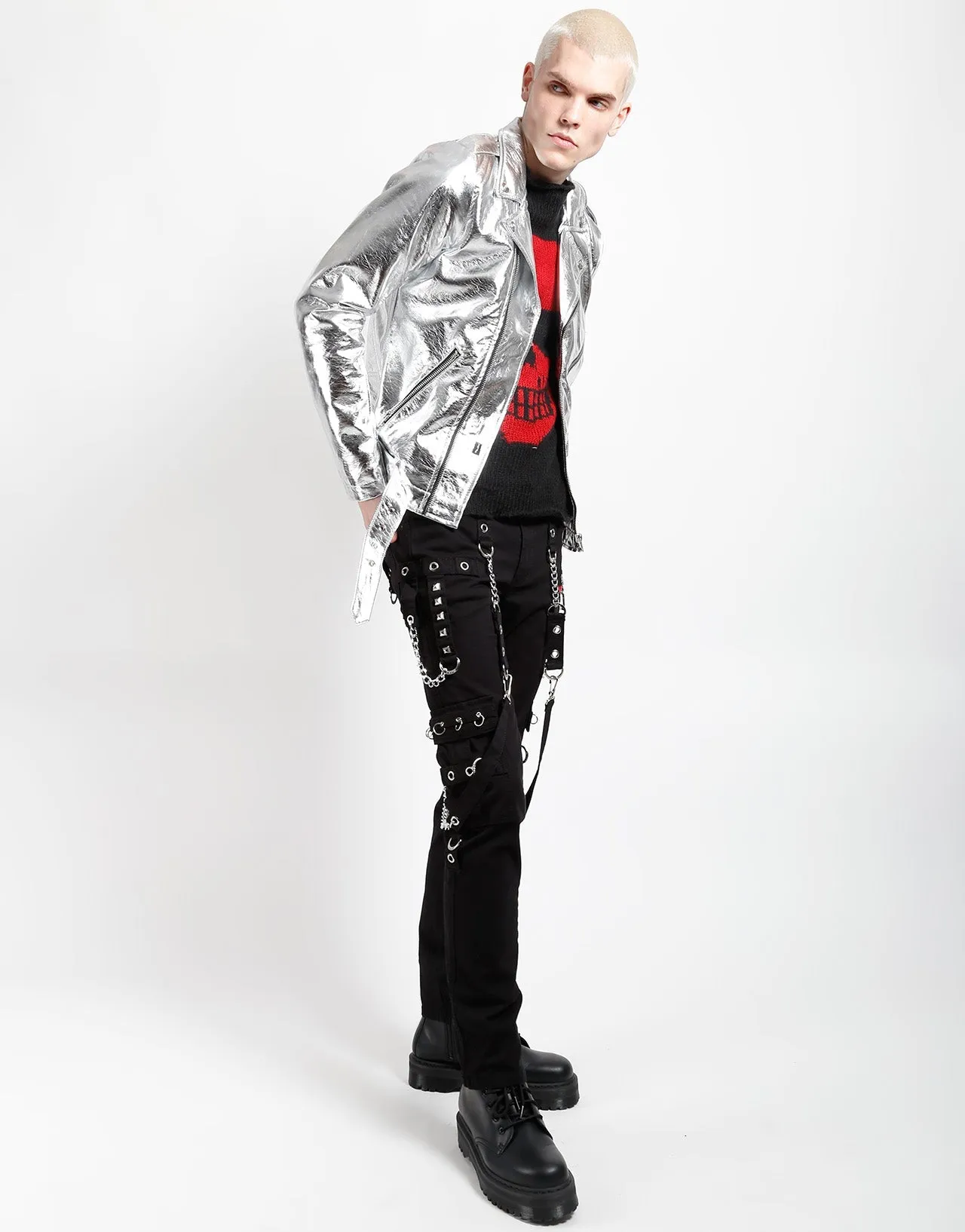 Compression Resistant Insulation Elastic Binding METALLIC FAUX LEATHER MOTO