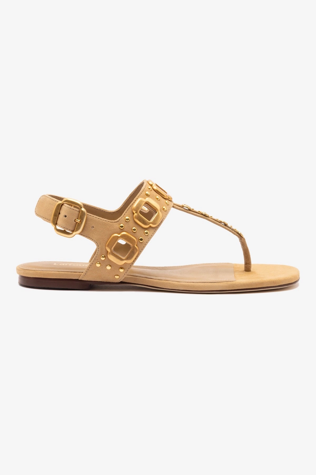 Action Ready Wind Chill Milan Studs Thong Sandal In Peanut Suede