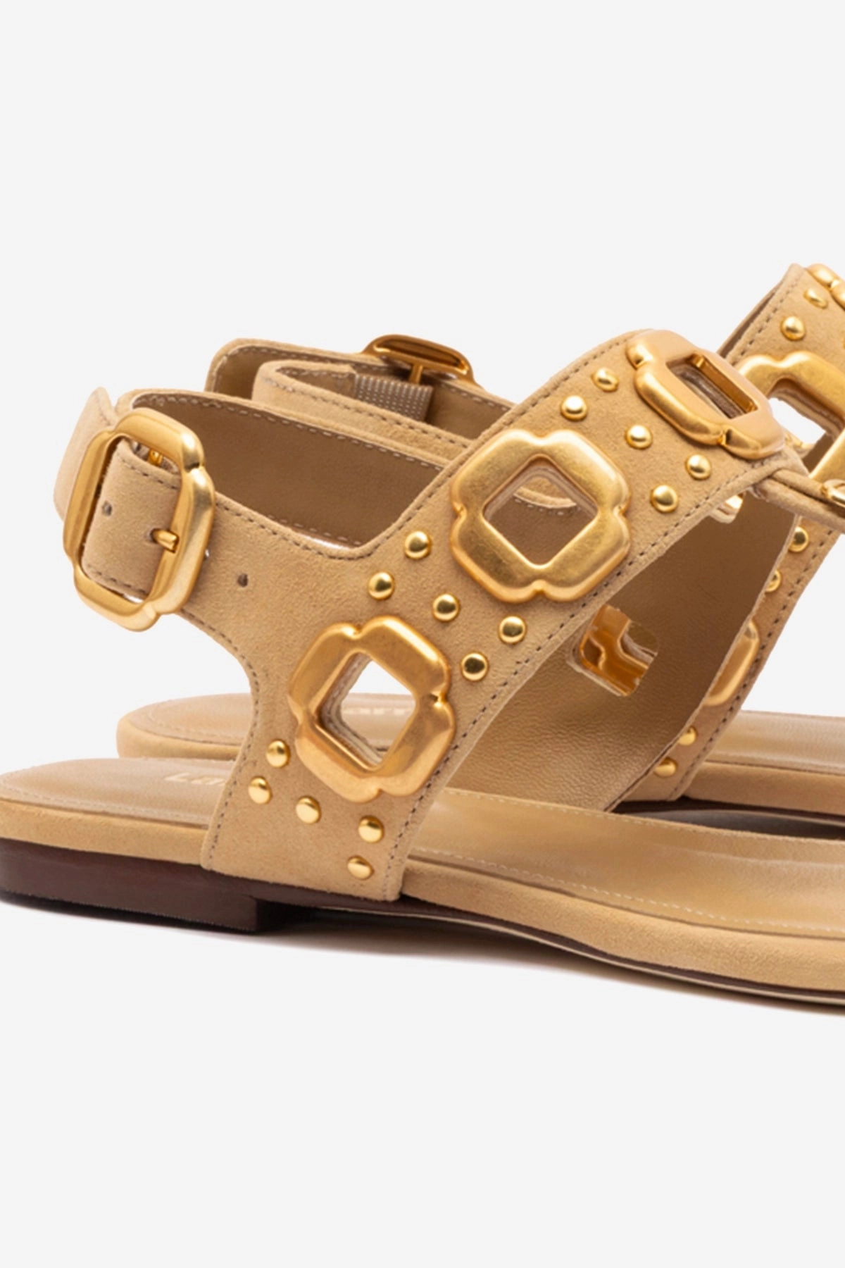 Milan Studs Thong Sandal In Peanut Suede Hot Pick
