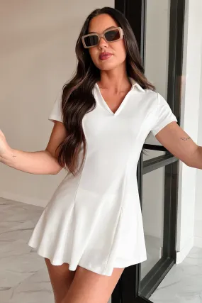 Soft Brushed Finish SoftFeel Fabric Baseline Tennis Dress & Shorts Set (White)