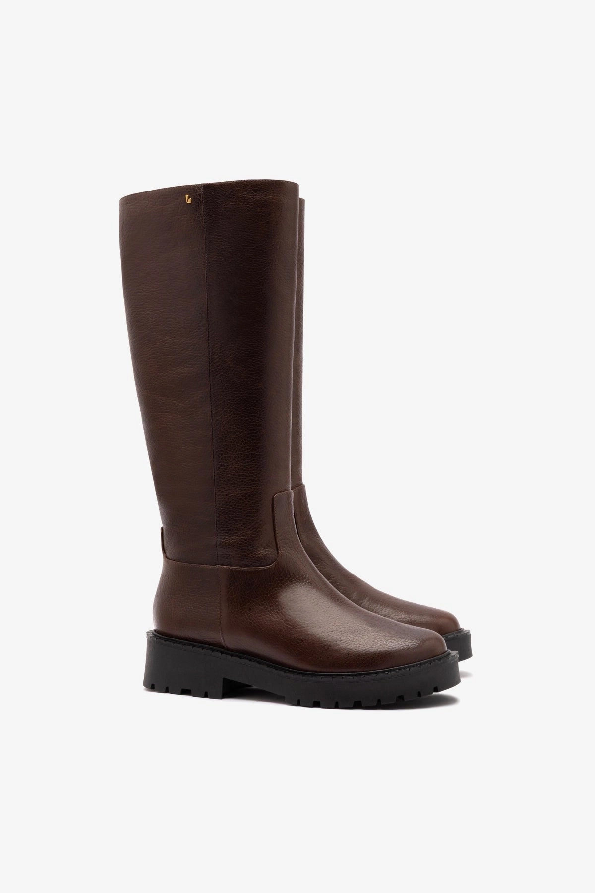 Earth Base Anne Lugsole Boot In Brown Leather