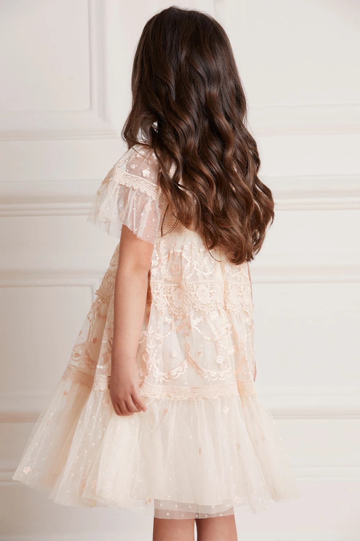 ConvertibleStyle Stretch Weave Construction Midsummer Lace Kids Dress