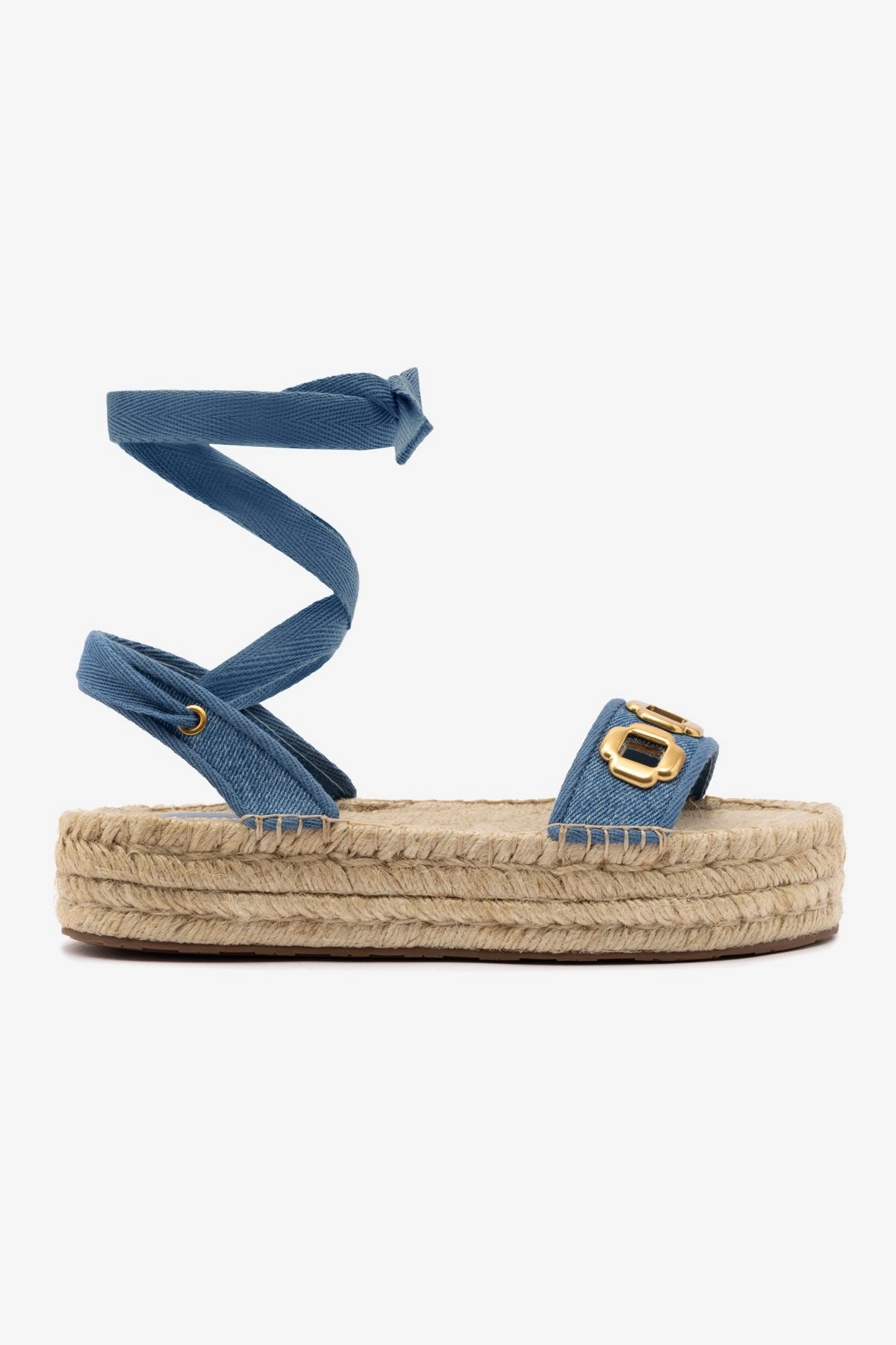 Milan Espadrille Flatform In Blue Stoned Denim Blown Rubber Outsole Ultra Light Construction