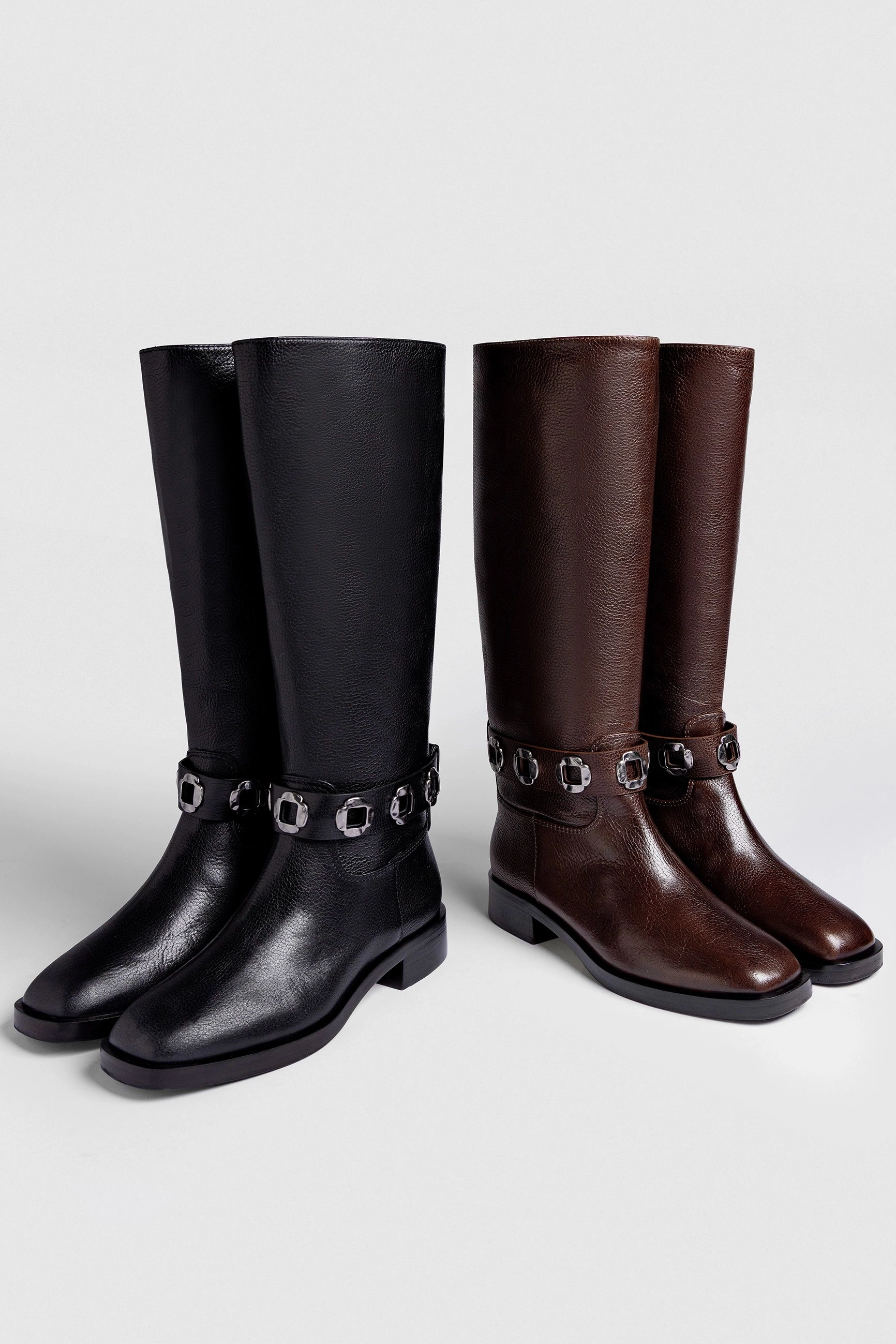 Milan Flat Boot In Brown Leather Park Step Shock absorption