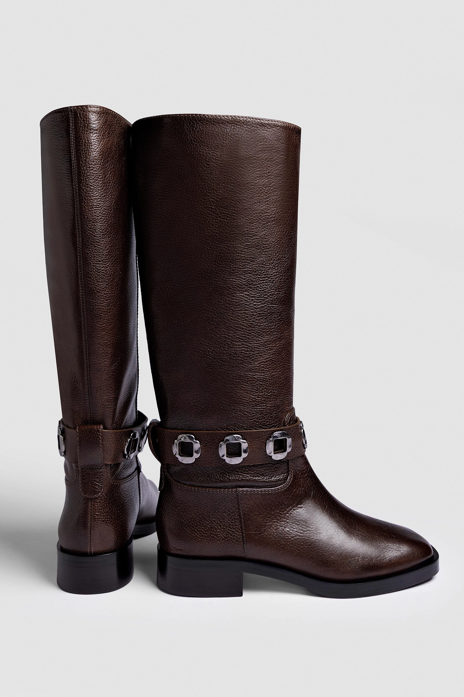 Milan Flat Boot In Brown Leather Ultra Light Airport Travel