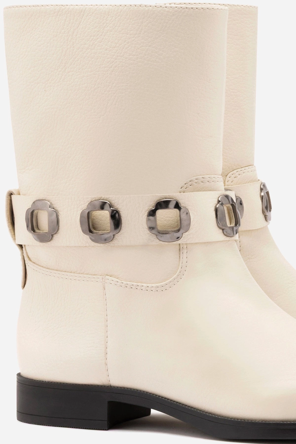 Quick Dry Fabric Technology Milan Flat Bootie In Ivory Leather