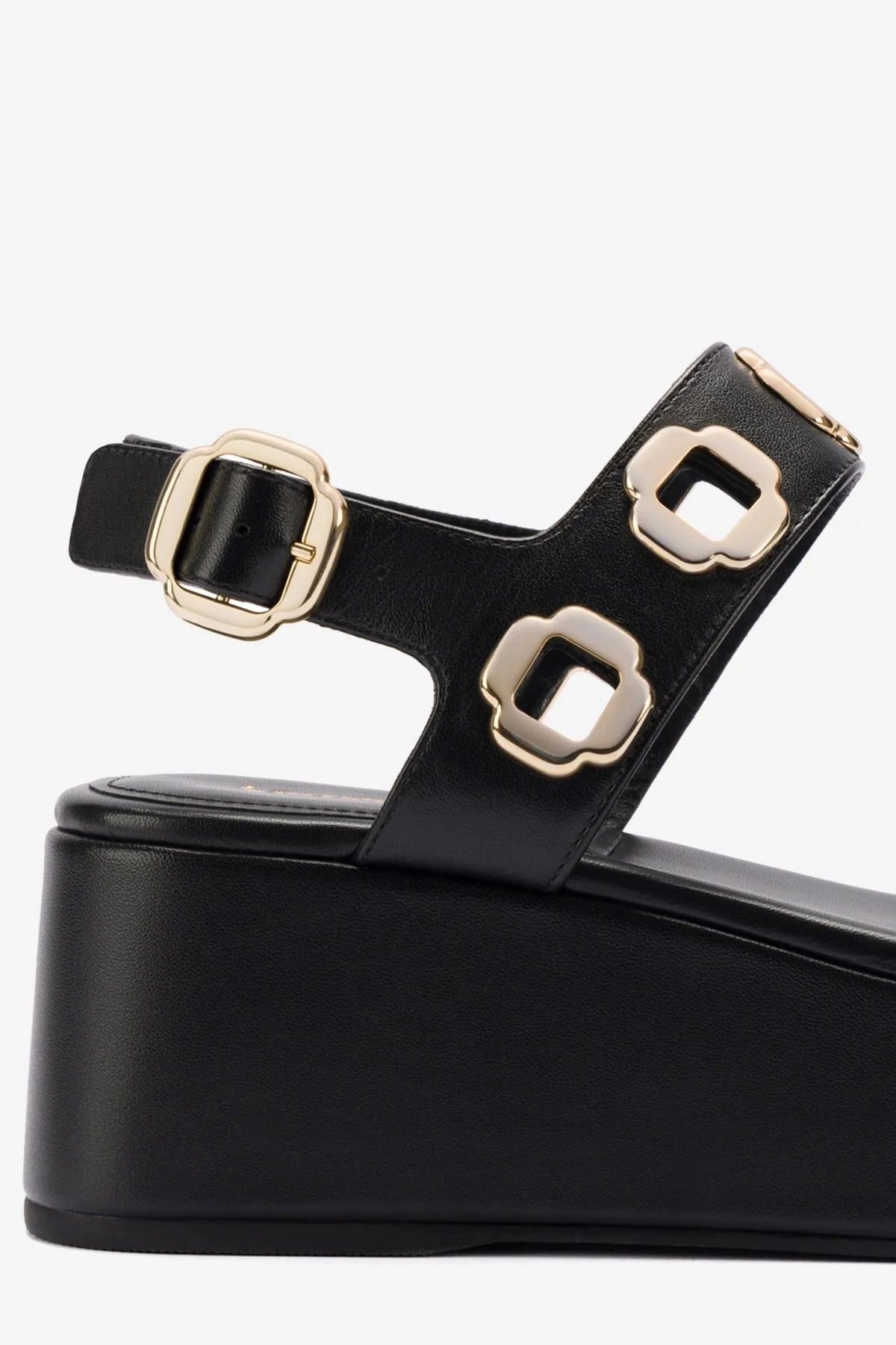 Milan Flatform Sandal In Black Leather Firm Edge