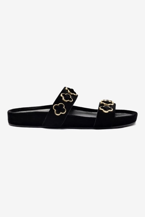 Milan Piccolo Slide In Black Velvet Supportive Core Weekend Warriors