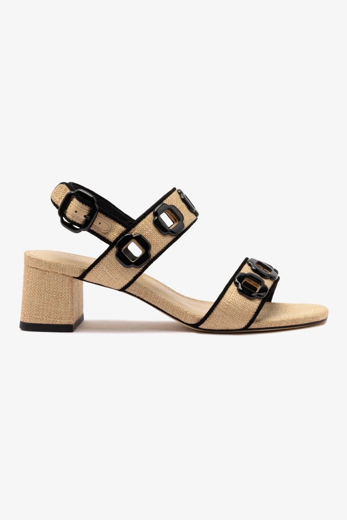 Milan Sandal In Beige Raffia and Black Trimming Ventilated