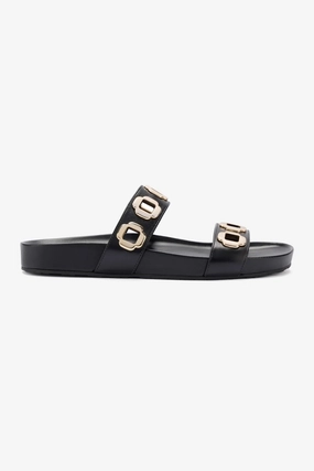 Milan Slide In Black Leather construction
