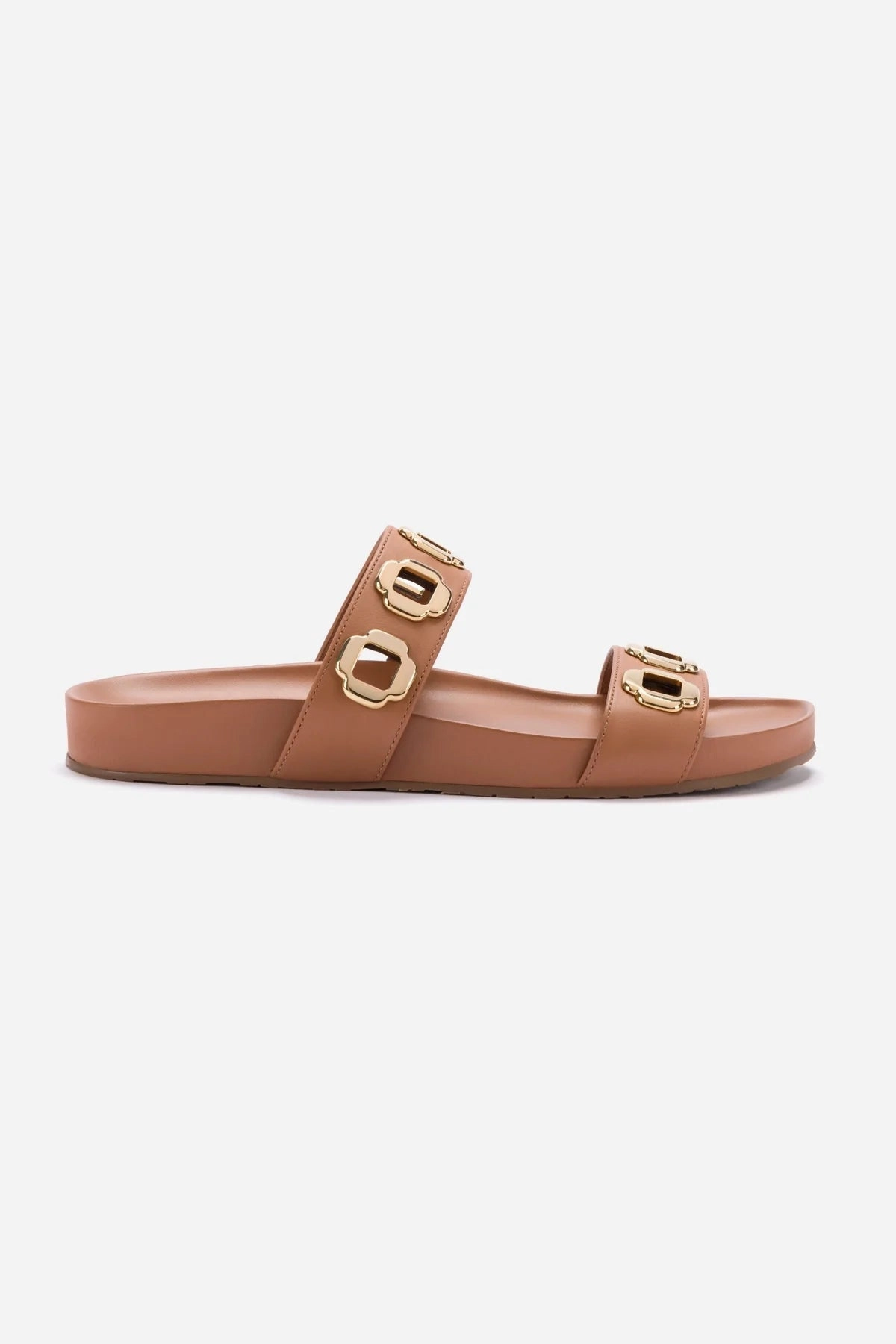 Cushioned Base Health Focused Milan Slide In Caramel Leather