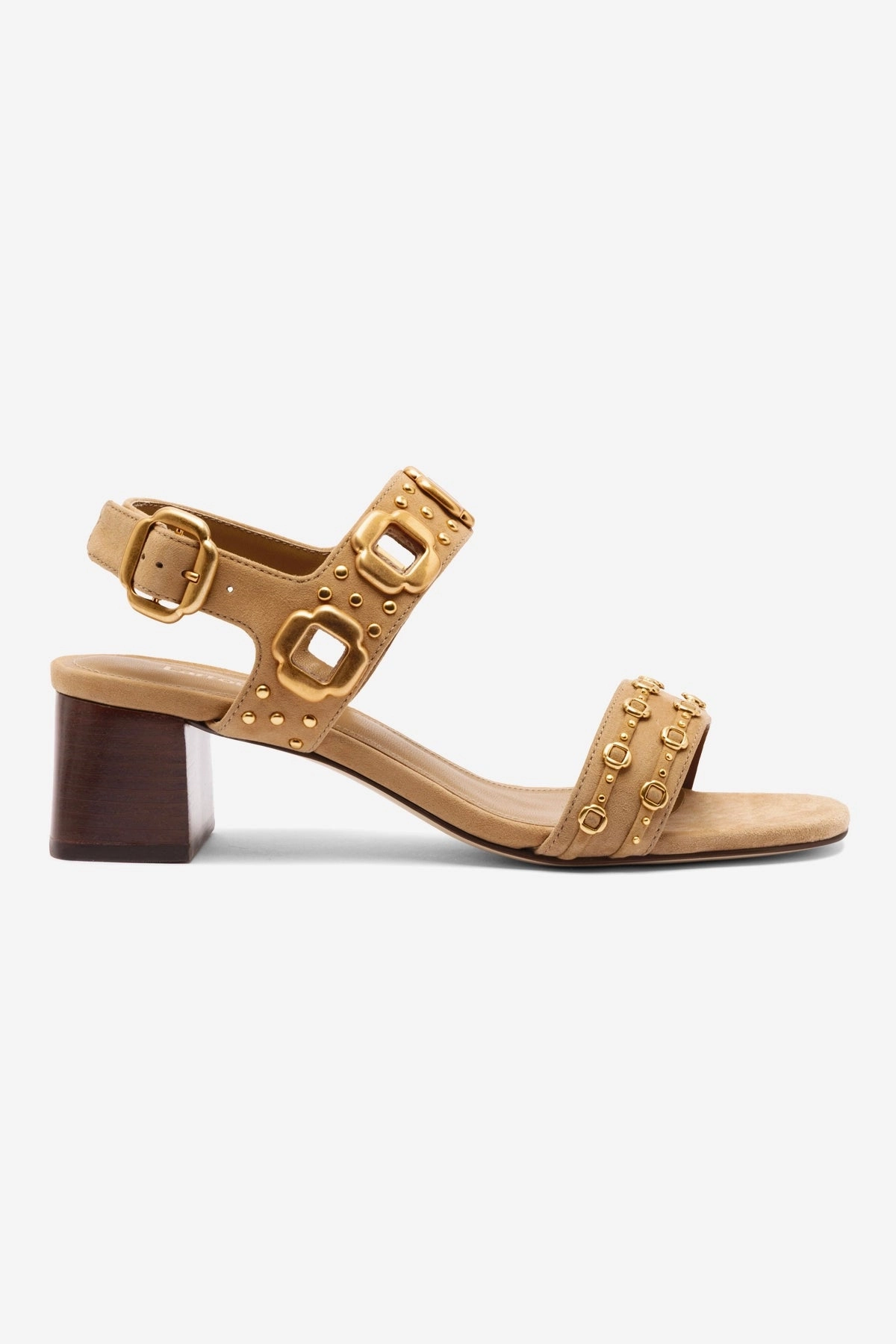Street Mood Hero Walk Milan Studs Block Sandal In Peanut Suede