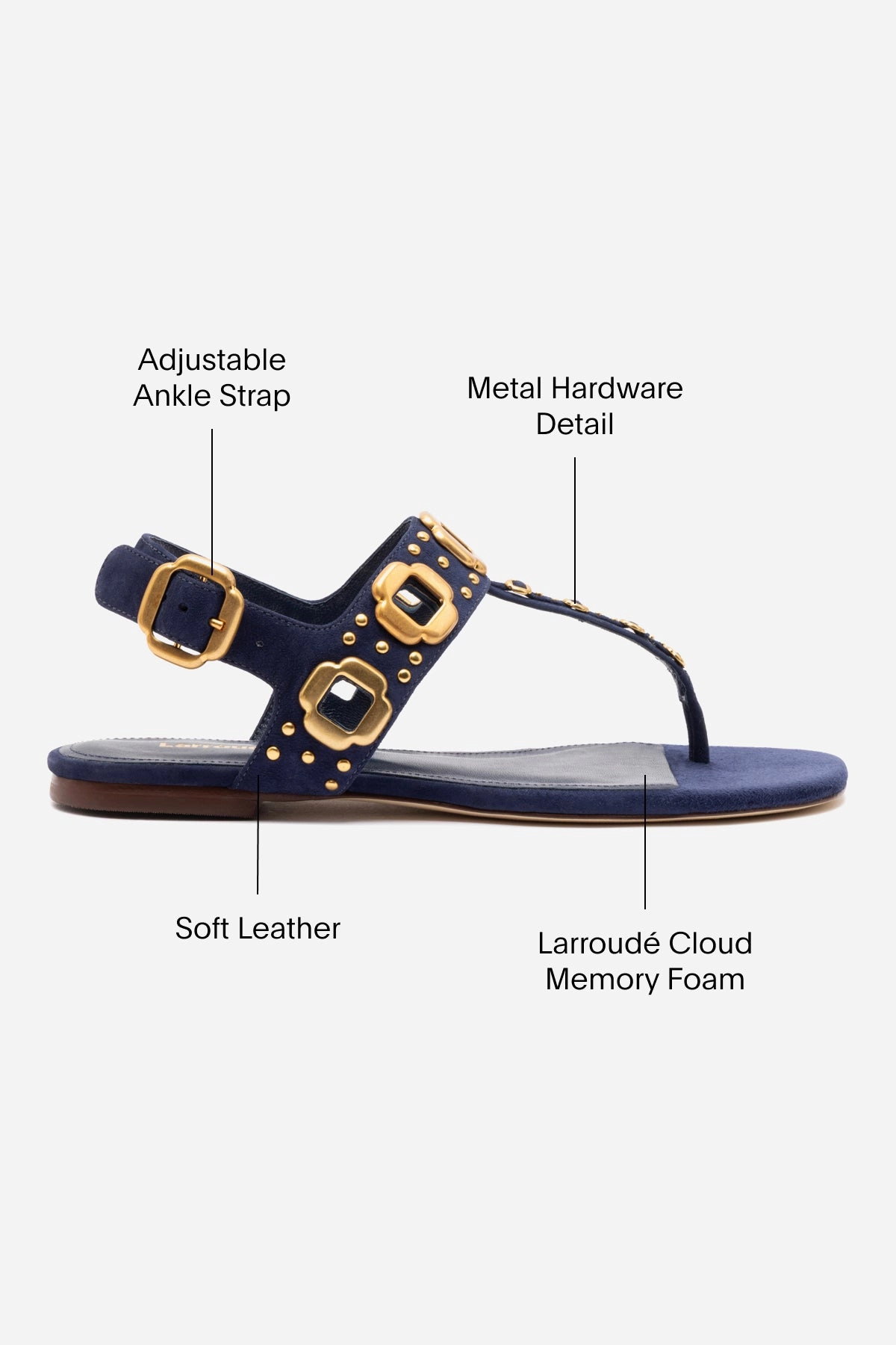 Milan Studs Thong Sandal In Navy Suede synthetic leather