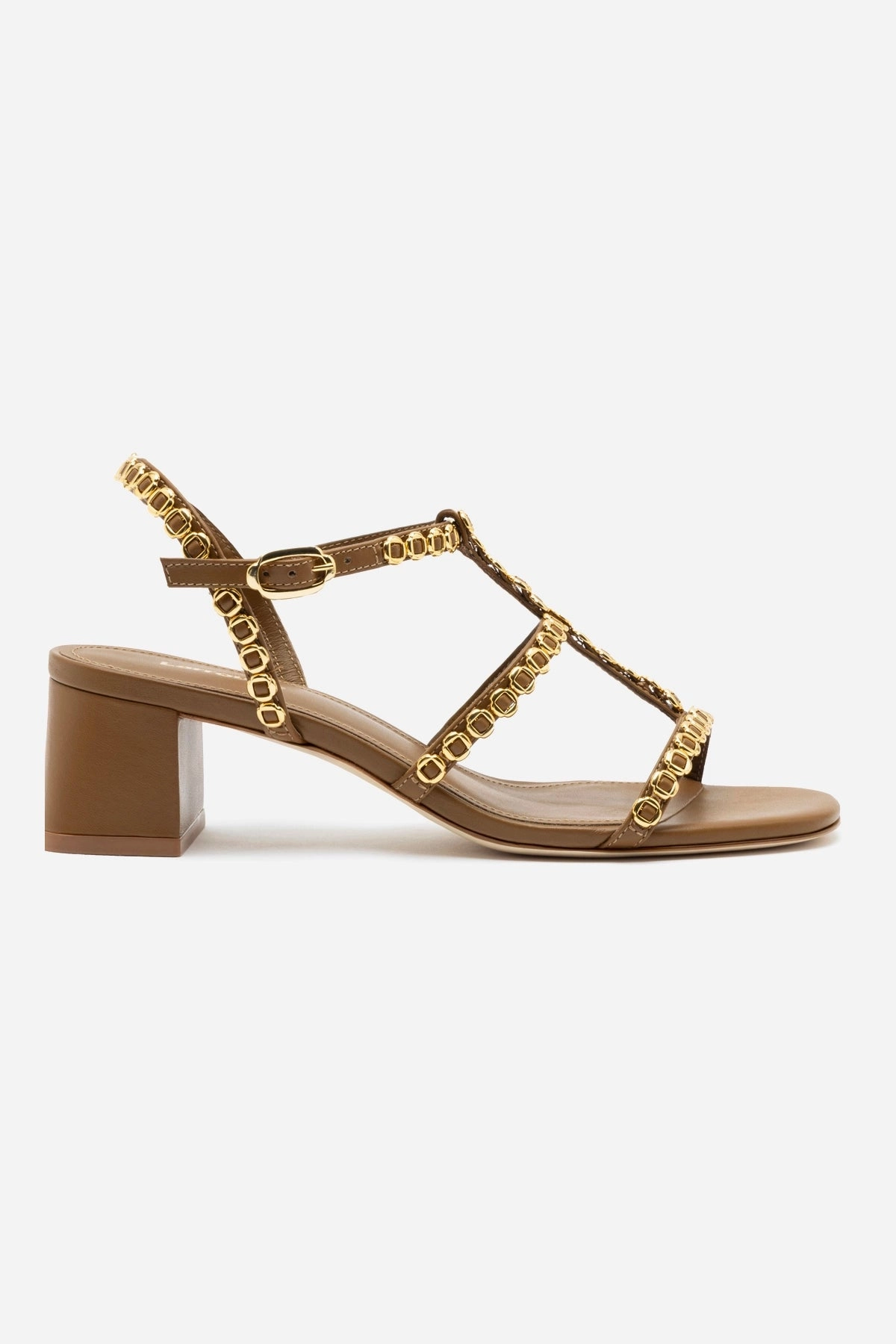 Stone Glam Posture Aligning Footbed Milanina Block Sandal In Russet Leather