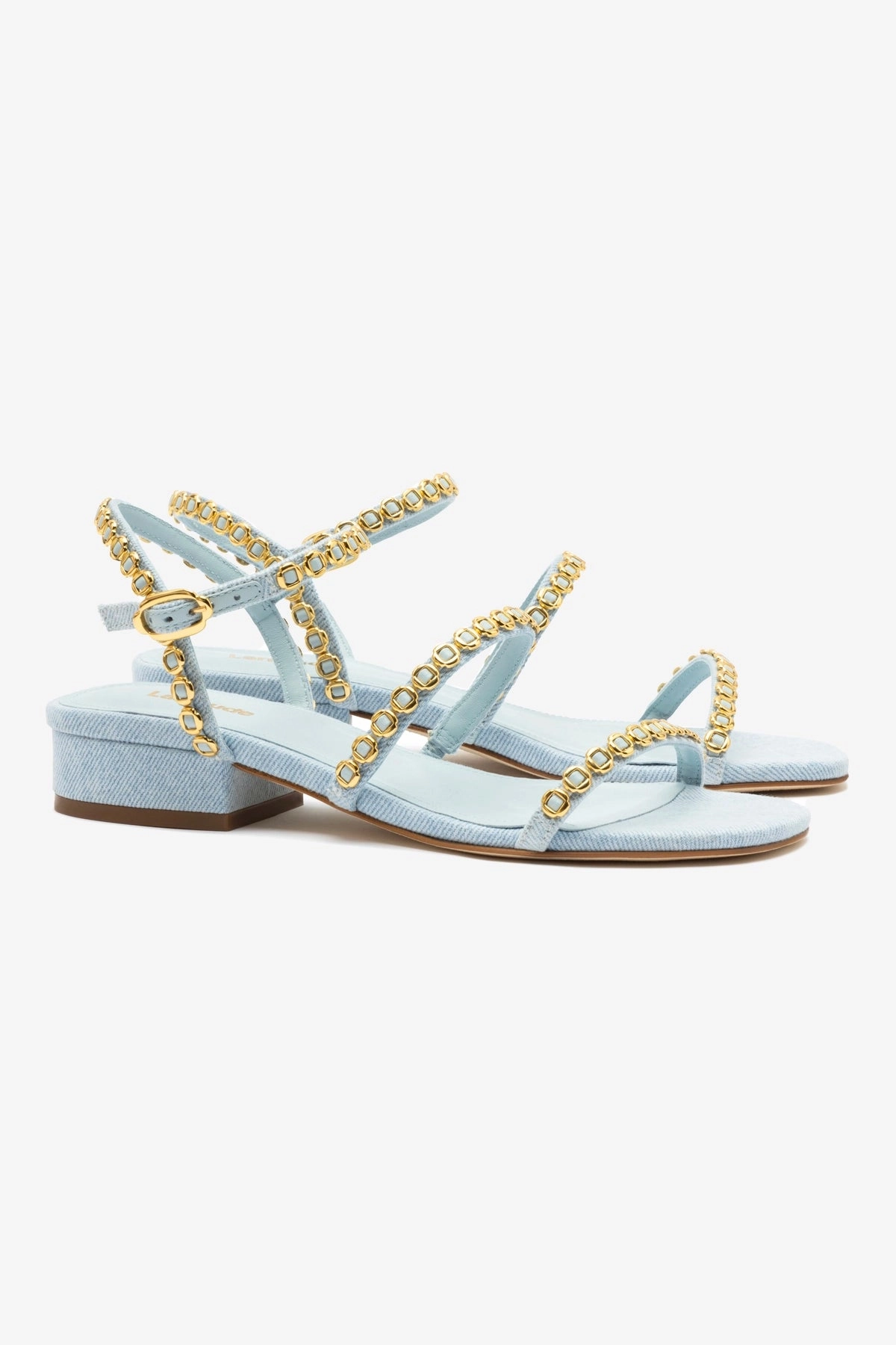 ventilation channels Flexible Outsole Milanina Flat Sandal In Maya Denim