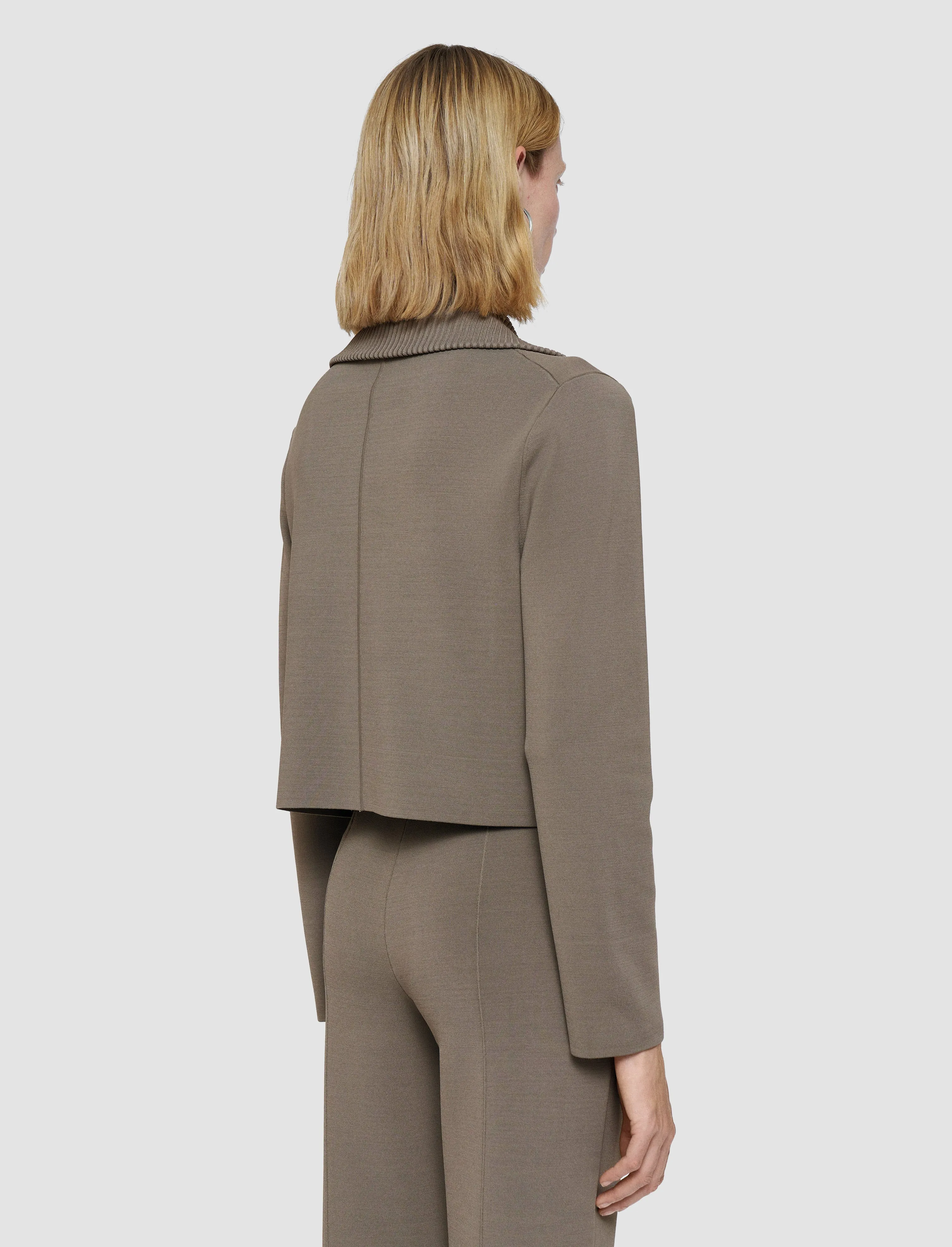 Flexible Rib Trimming Milano Knit Stretch Short Jacket