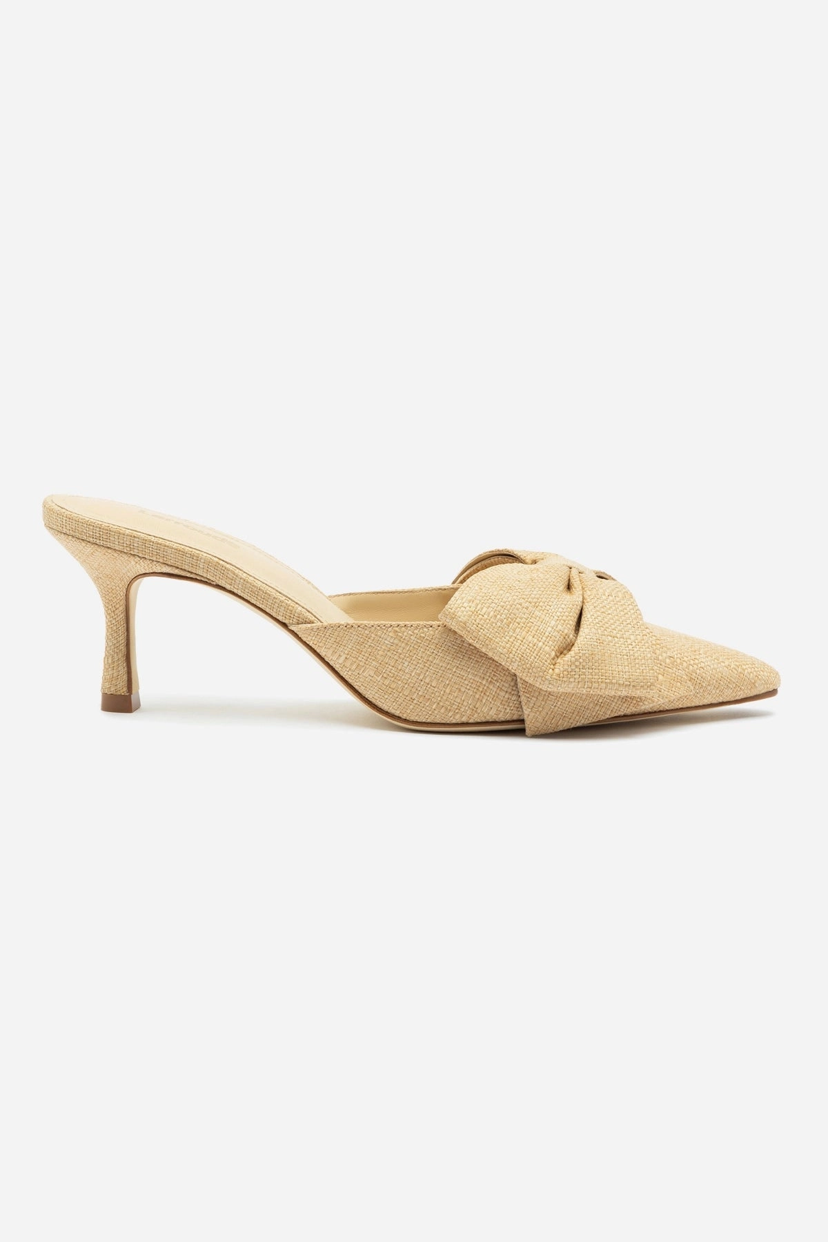 Mini Elle Pump In Beige Raffia Leg Slim Bold Tone