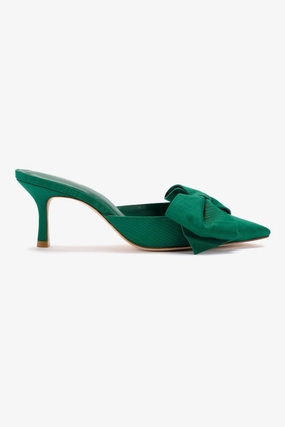 Mini Elle Pump In Emerald Fabric spring fresh Toe Guard
