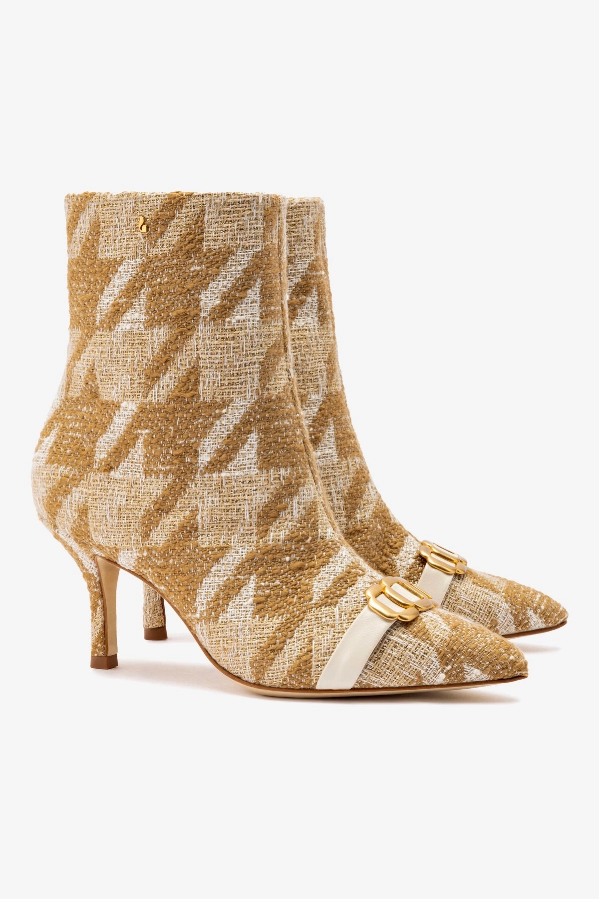 forest walk Mini Kate Boot In Latte Houndstooth Fabric