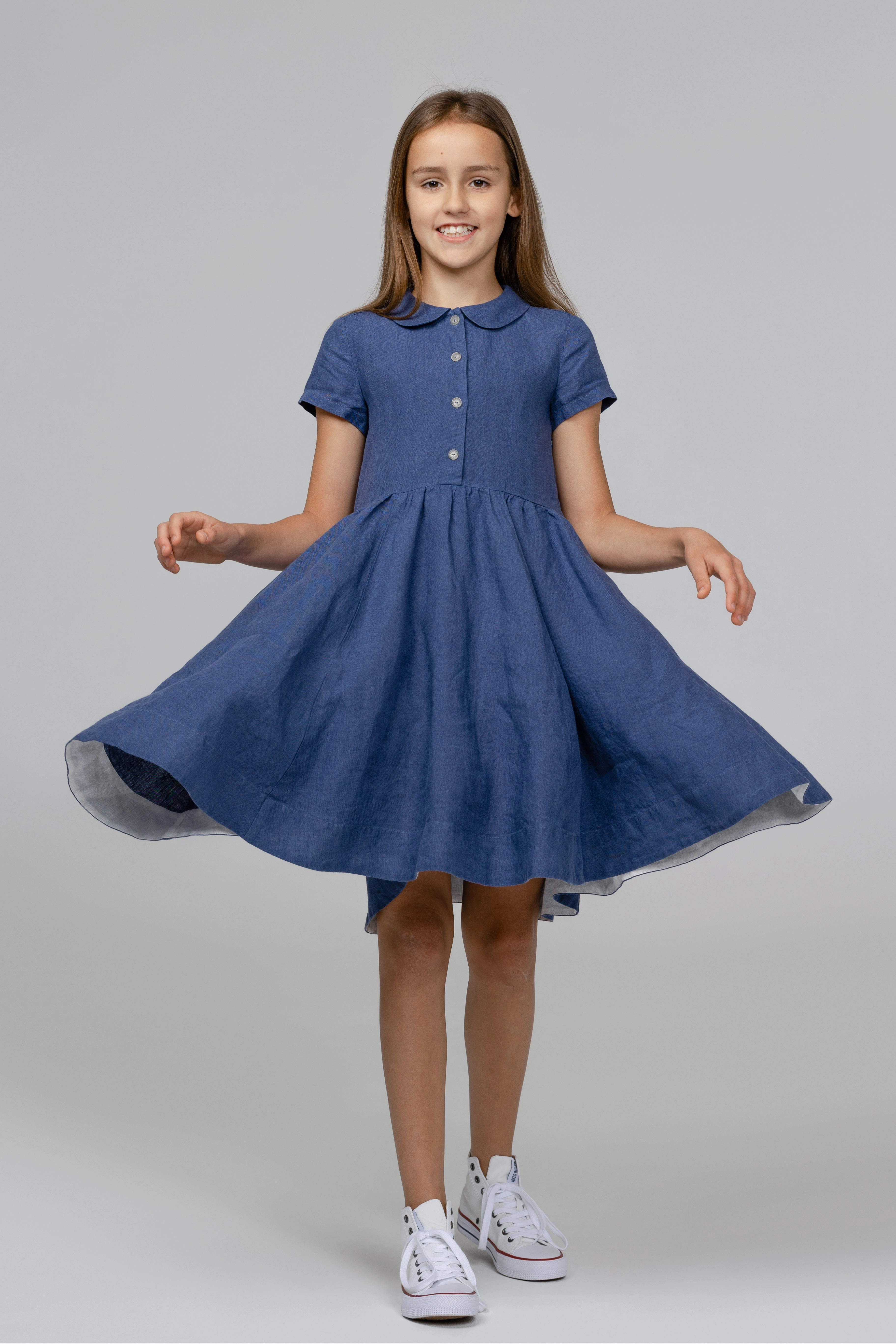 Bold Elegance High-Low-Hem Mini Me Classic Dress, Short Sleeve