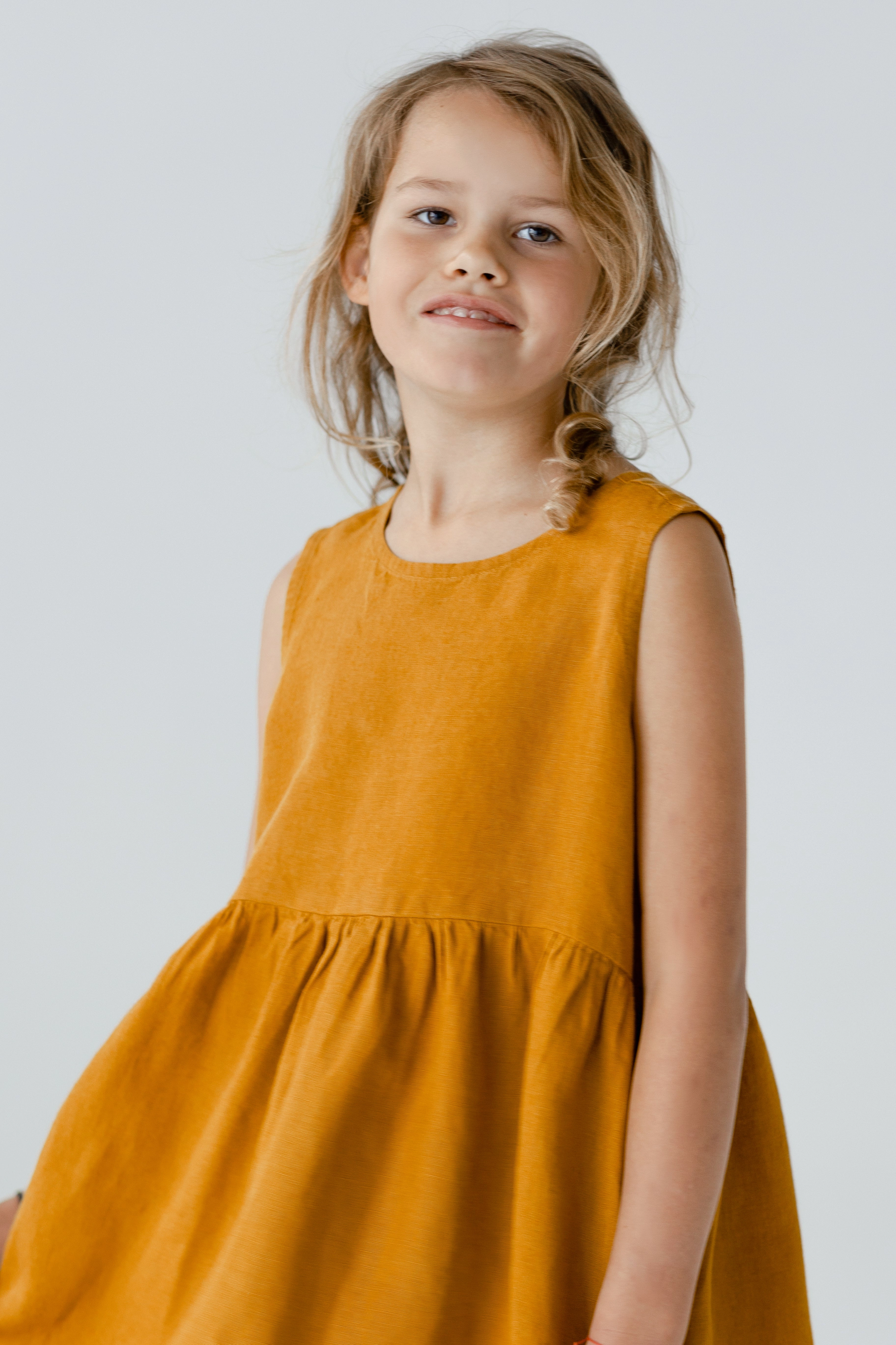 Natural Texture Cloud Light Mini Me Smock Dress, Sleeveless