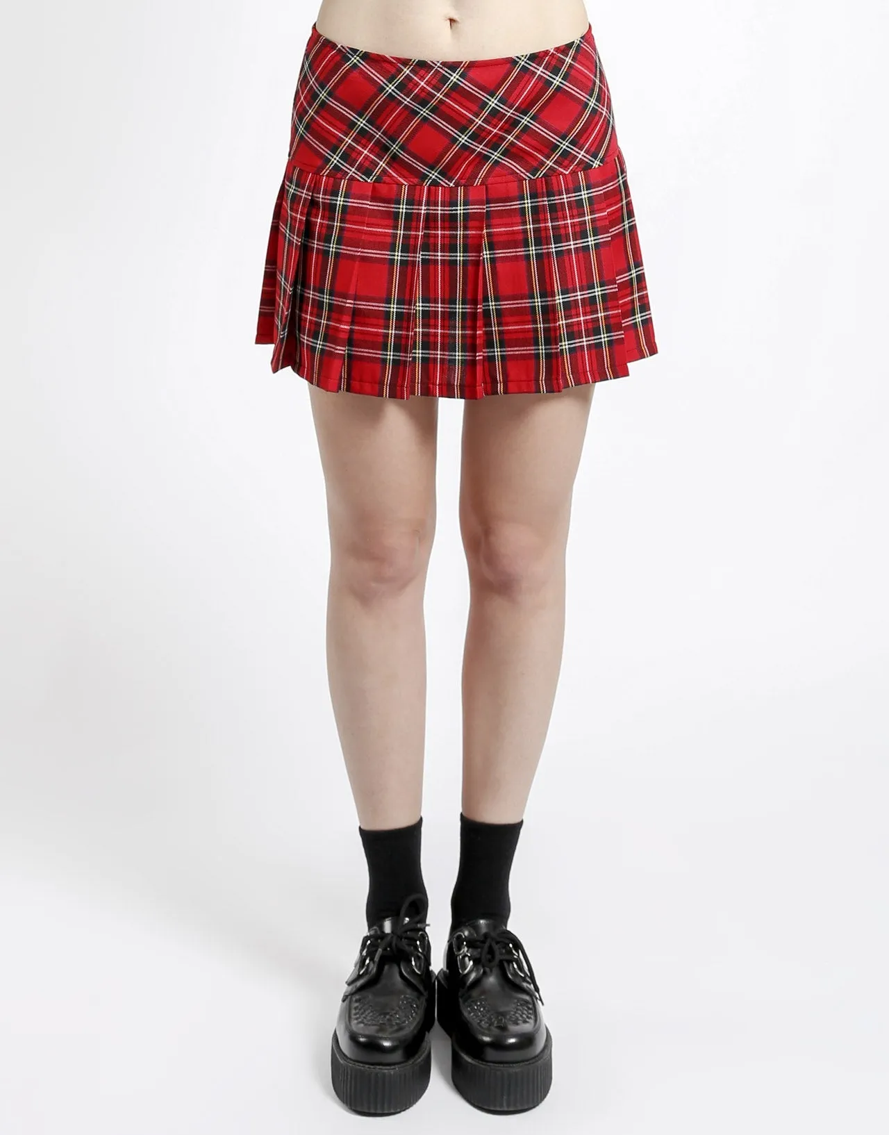 Layered Comfort EcoFriendlyMaterial PLEATED  SKIRT RED PLAID