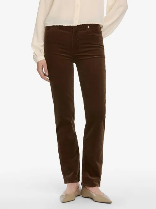 Le Sleek Straight Corduroy Bitter Chocolate High Quality Classic Wear Earthy Classic Outfit