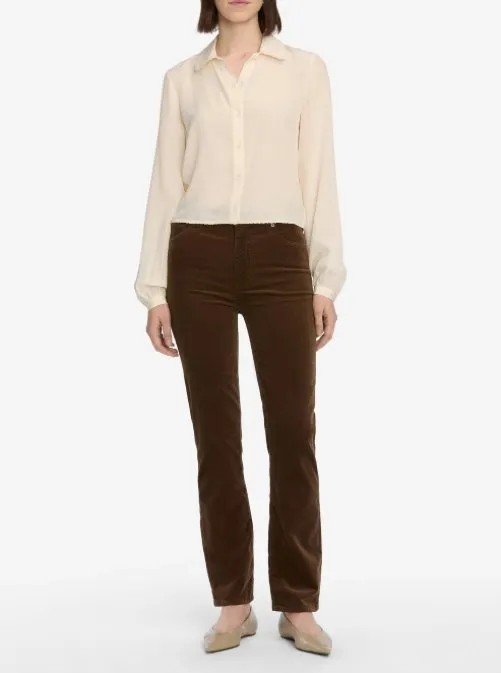 Le Sleek Straight Corduroy Bitter Chocolate Modern Attire Eco Certified Textile Standards