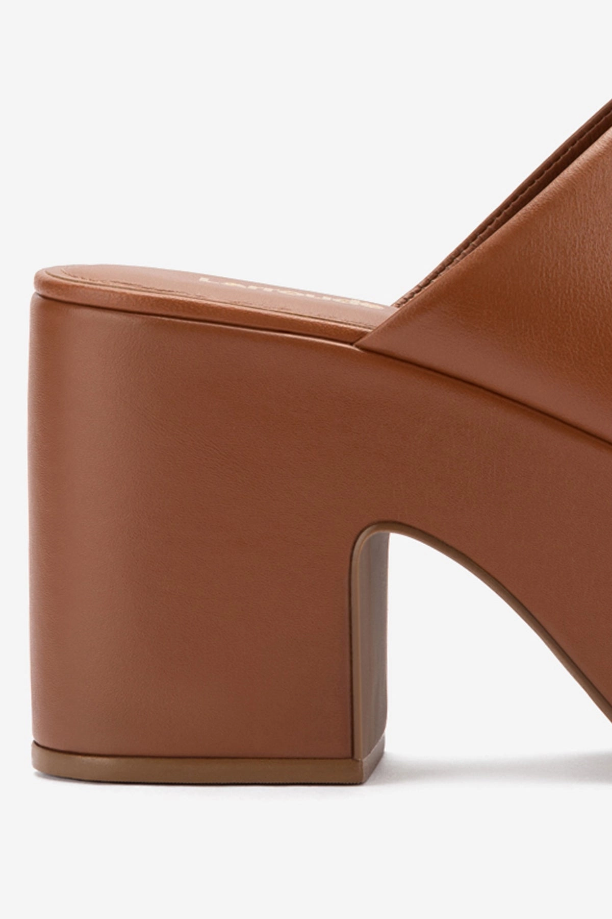 Miso Platform Clog In Caramel Leather Strong Stitching