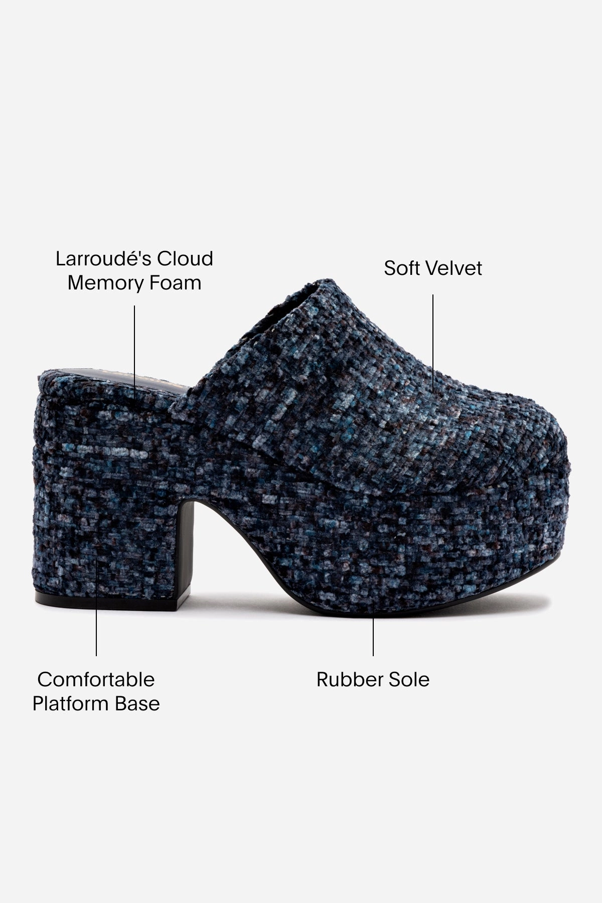 Multidirectional Traction Grip Moisture Wicking Lining Miso Platform Clog In Midnight Velvet