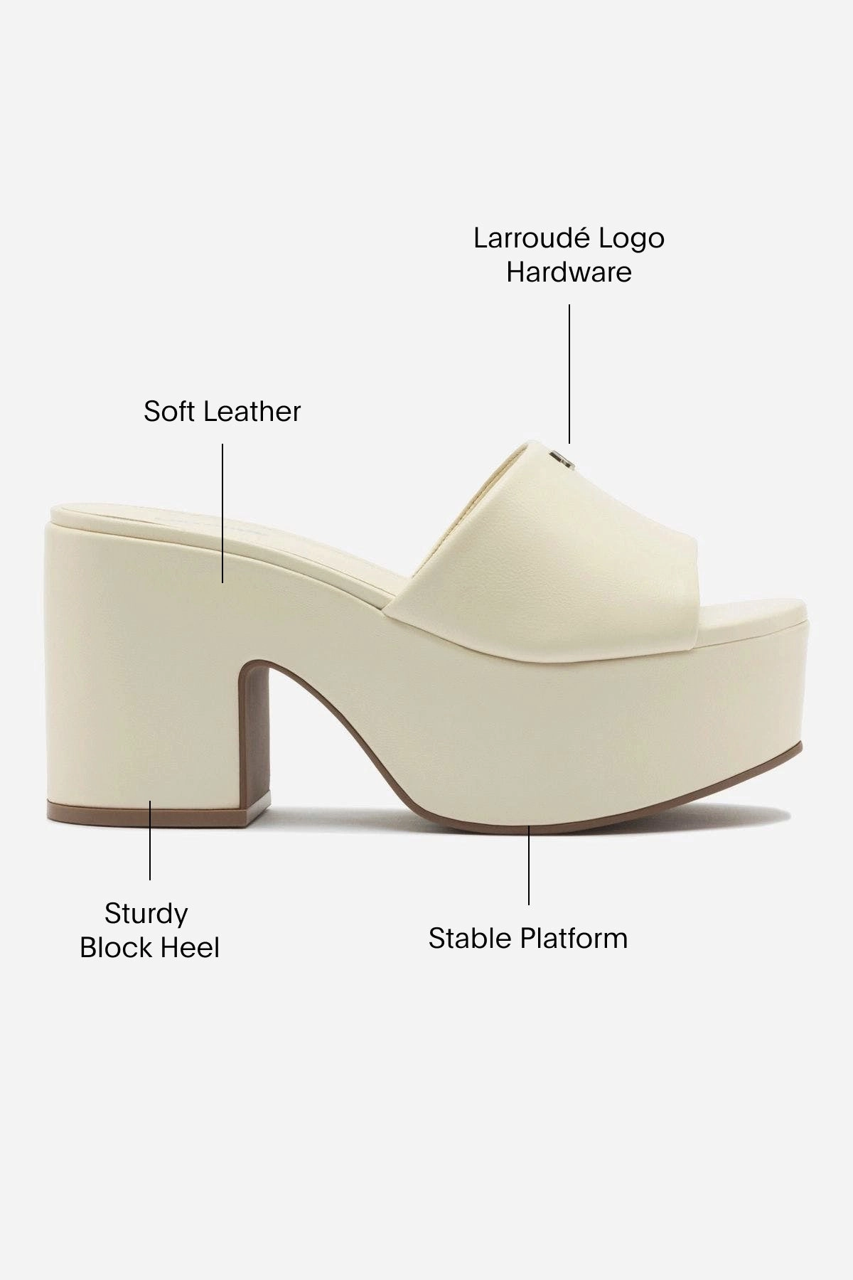 Miso Platform Mule In Ivory Leather Torsional Stability Frame