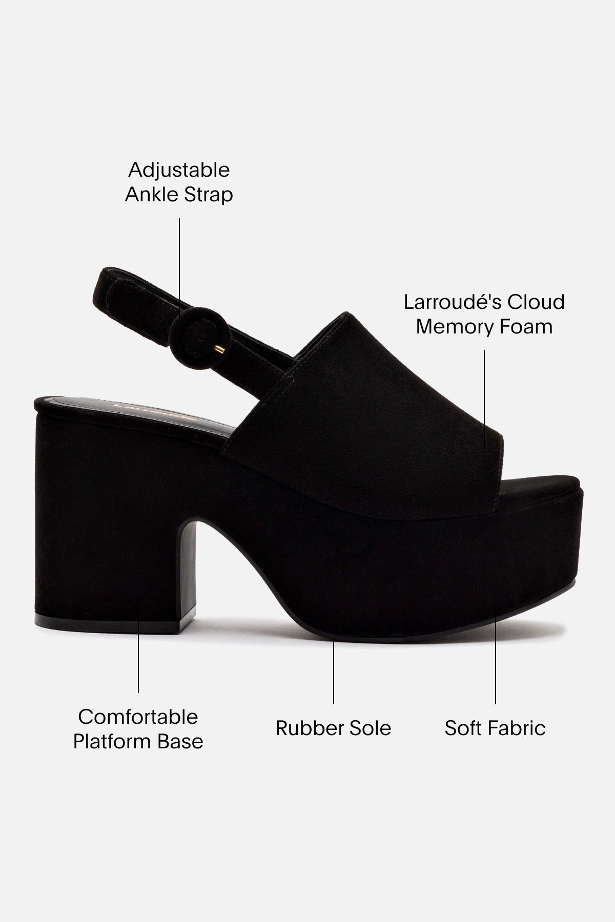 Miso Platform Sandal In Black Suede Wide Toe Box Option