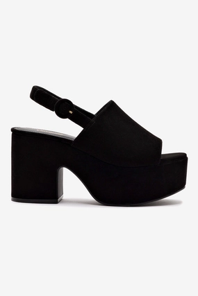 Commute Light Miso Platform Sandal In Black Suede