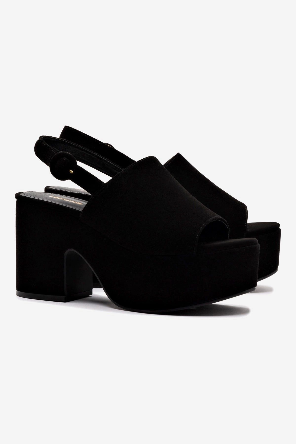 Miso Platform Sandal In Black Suede New In All Terrain Urban Walkers