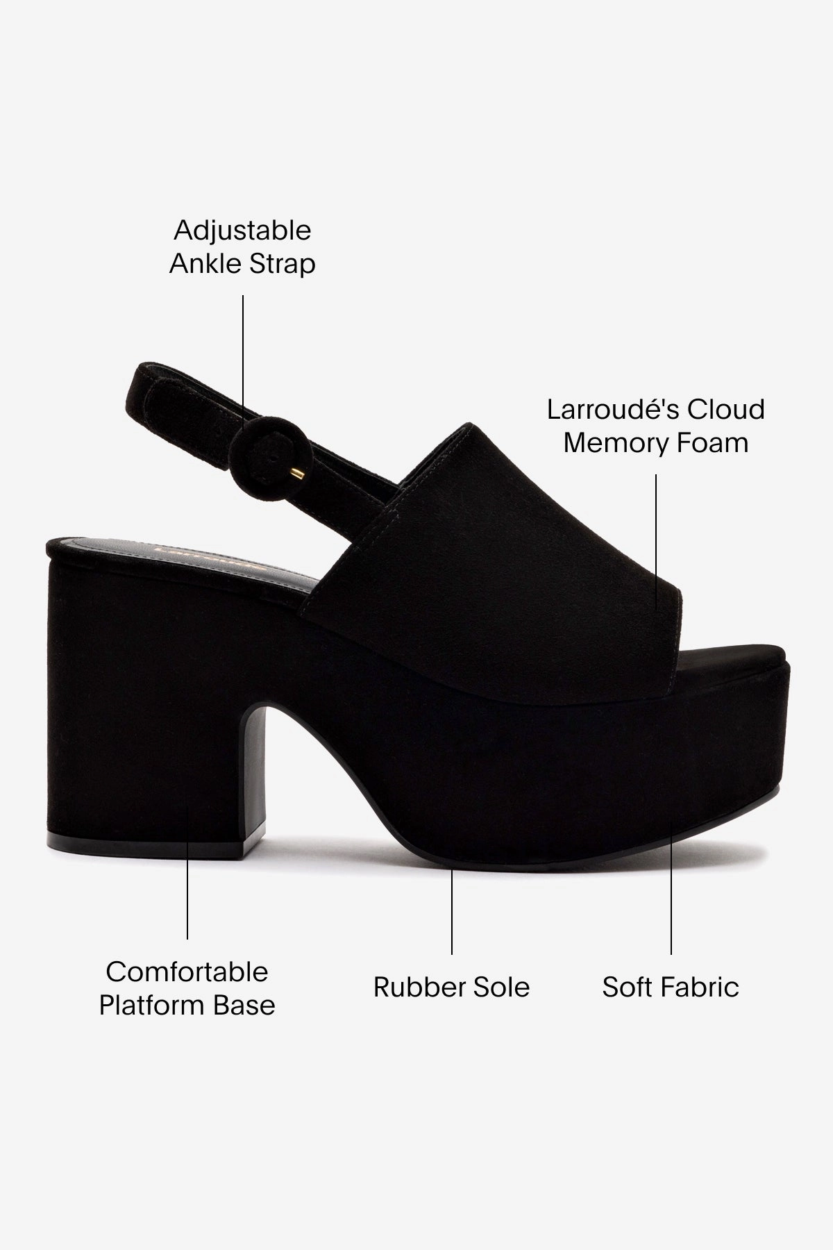 Miso Platform Sandal In Black Suede Bold Tone