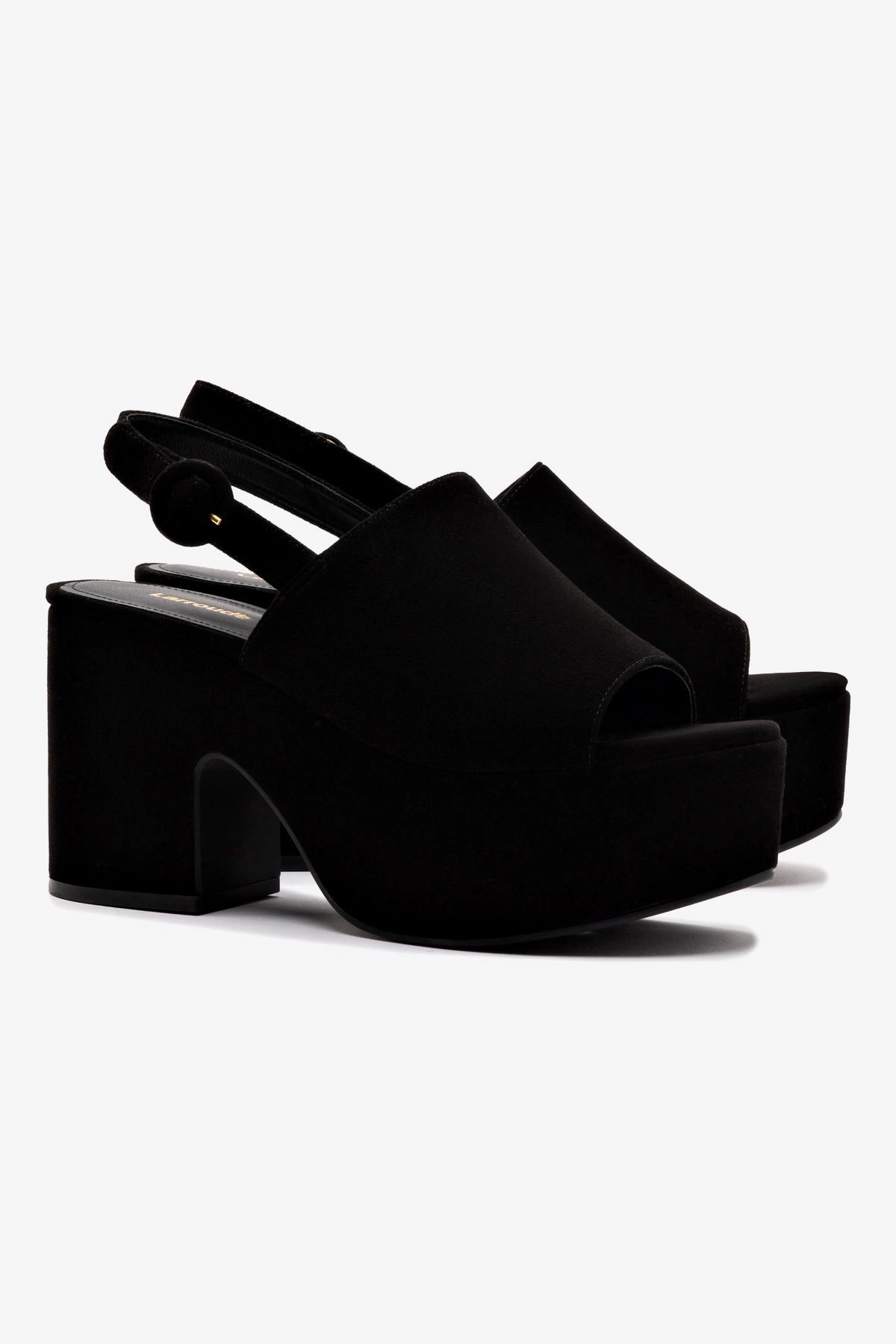 Cushioned Insole Technology Miso Platform Sandal In Black Suede