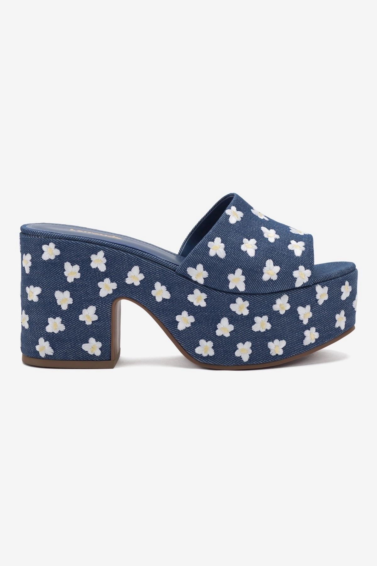 Miso Platform Sandal In Blue Denim Enhanced grip Block Walk