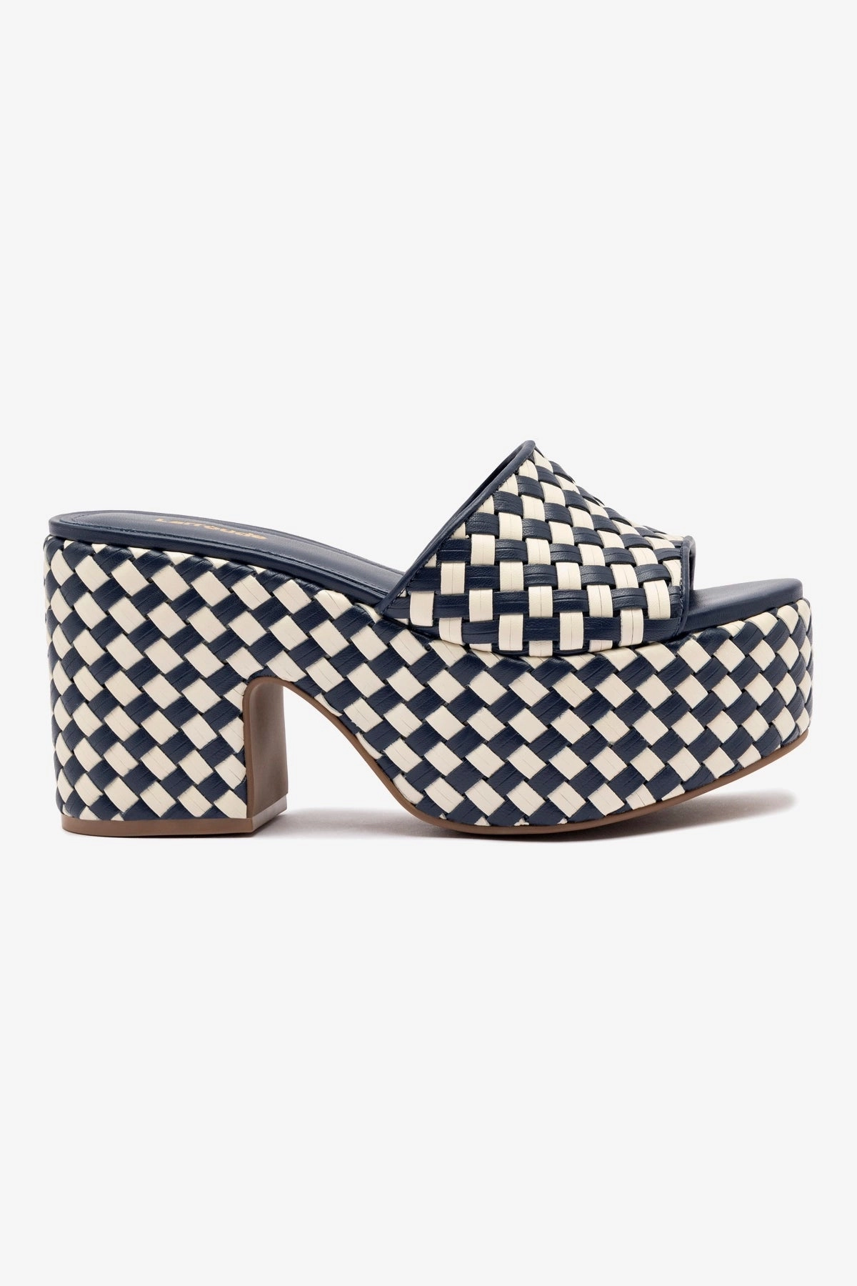 Miso Platform Sandal In Navy and Ivory Leather Agile Fit