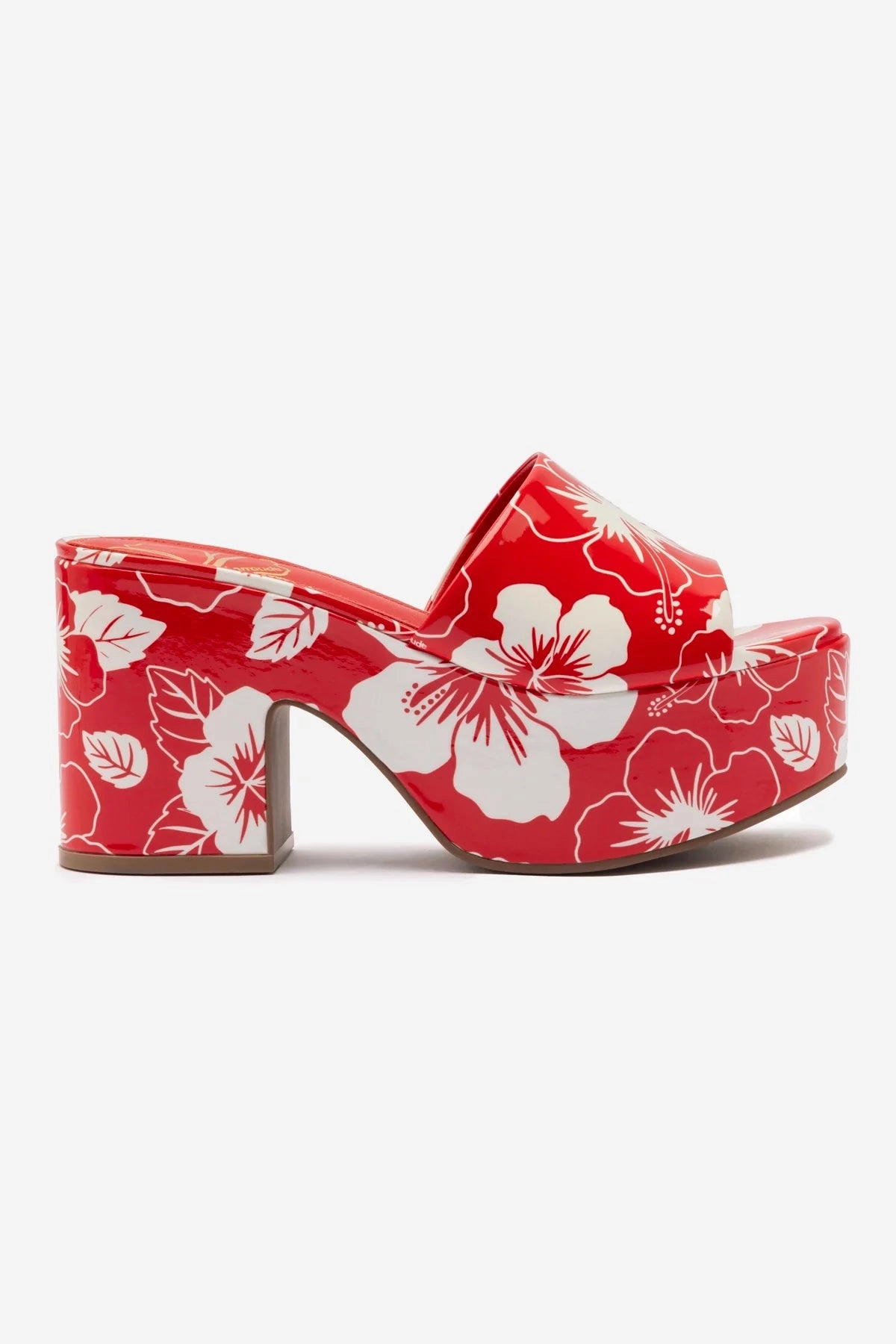Miso Platform Sandal In Scarlet Printed Leather Year Trust Bunion Friendly Structure