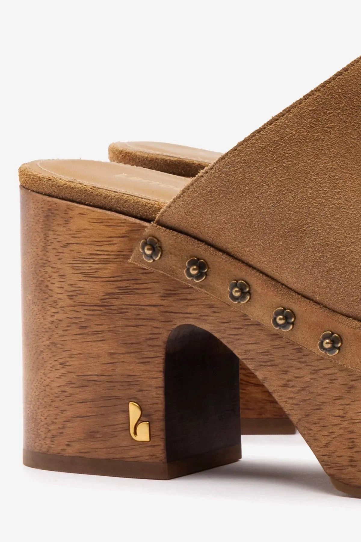 Every Step Miso Wooden Platform Clog In Peanut Suede