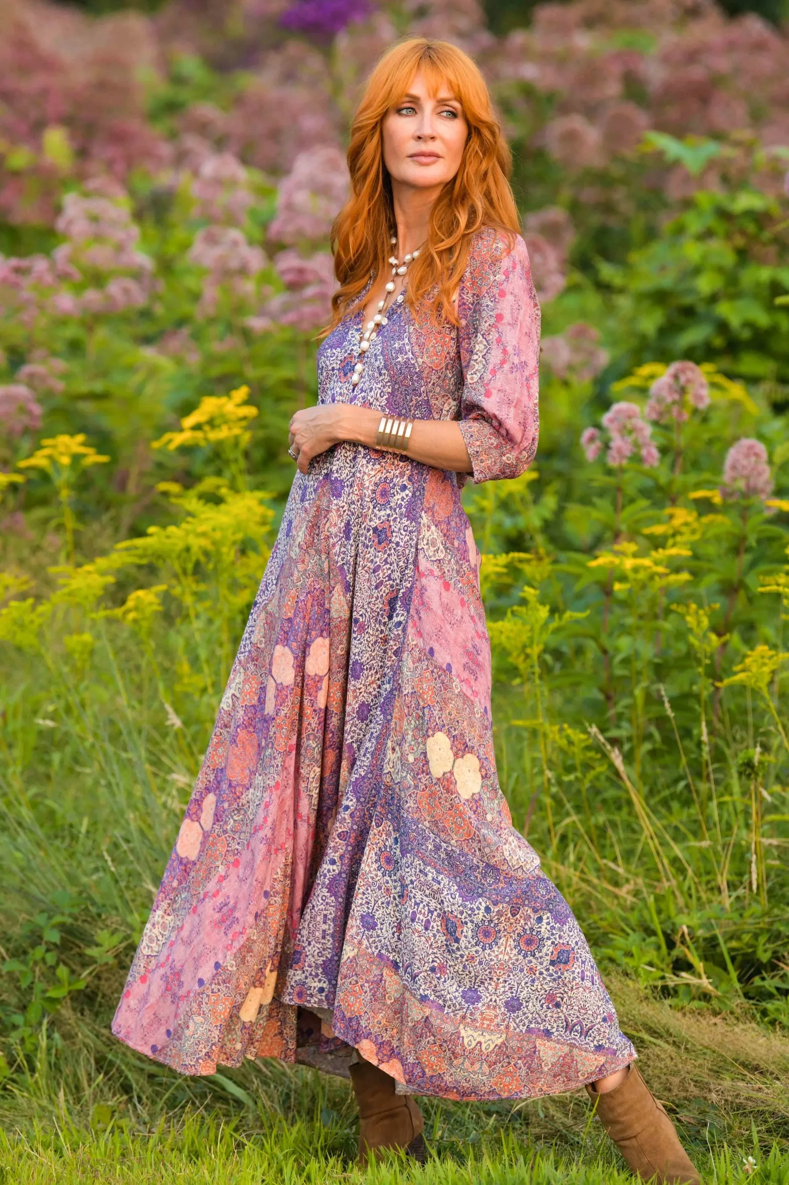 Daphne Dress / Stained Glass Plum Tie-Detail