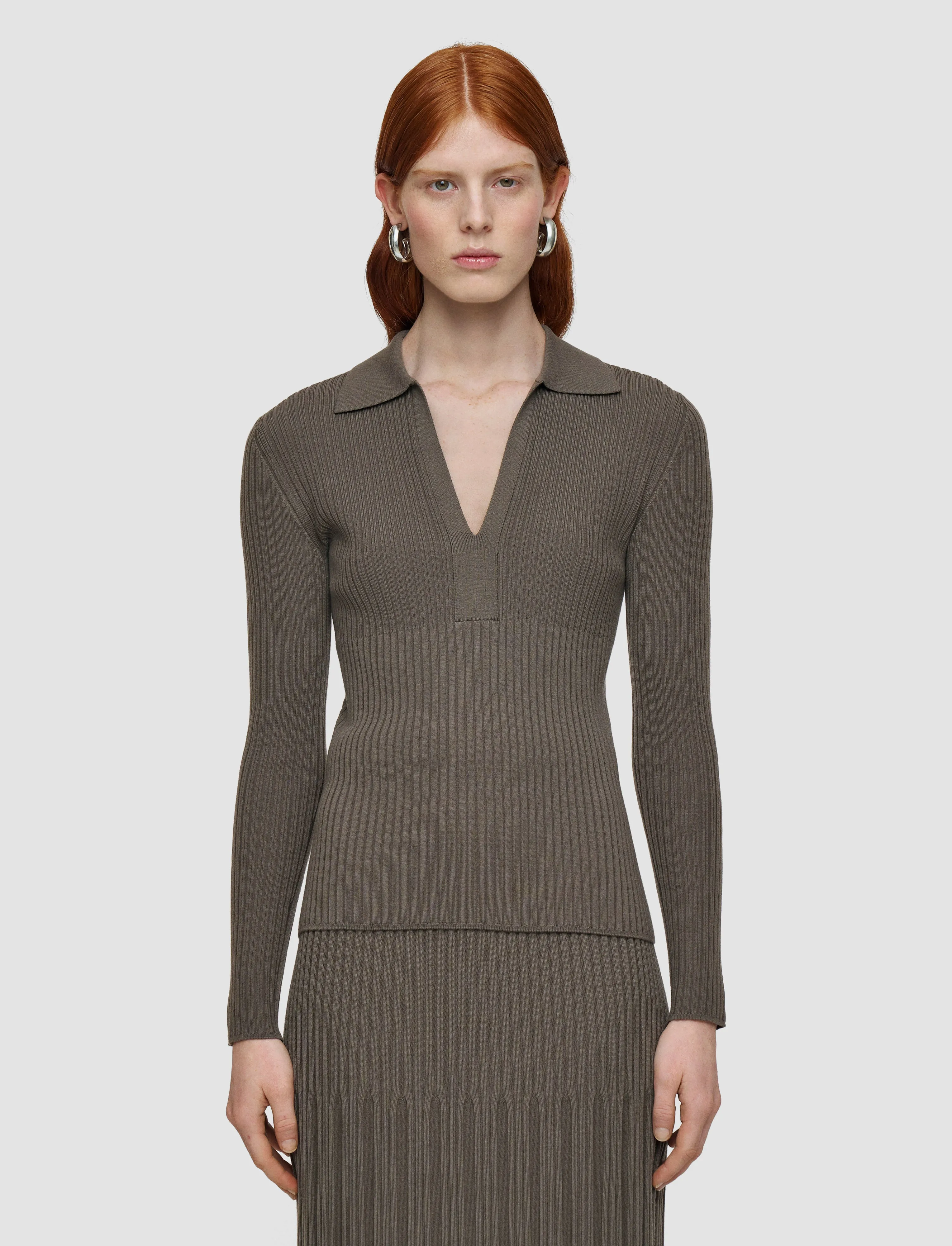 Merino Rib Knit Polo Top Daywear Fit