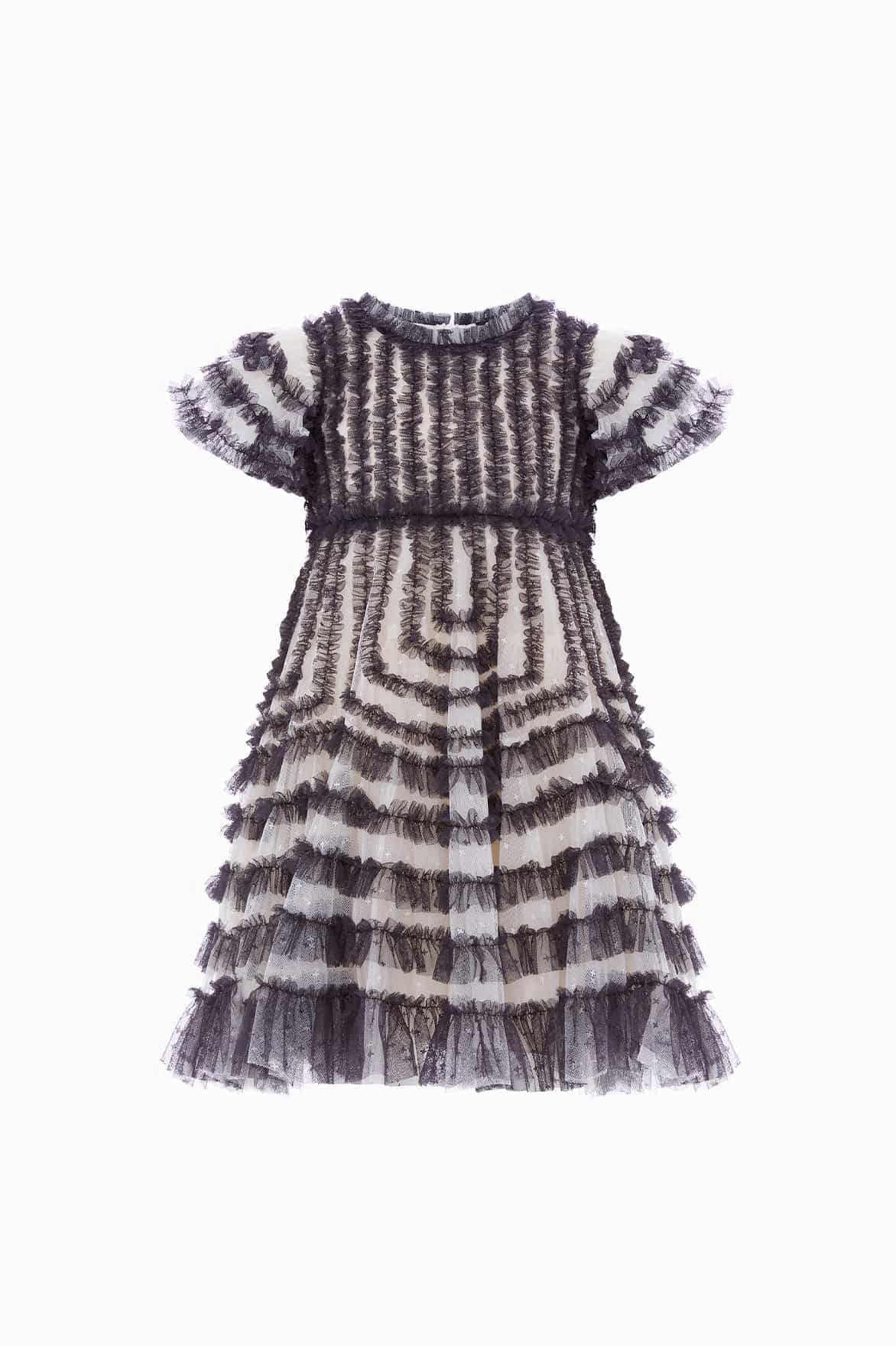 Thermal Regulating Fabric Breathable Knit Fabric La Vie En Rose Short Sleeve Kids Dress