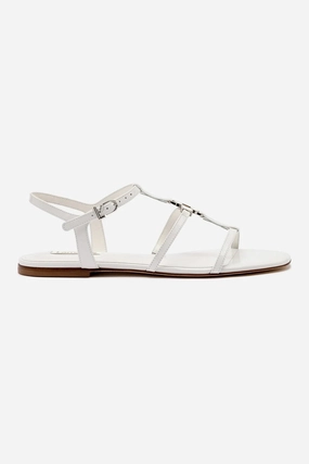 Leather Touch Stride Bold Hana Flat In White Patent Leather