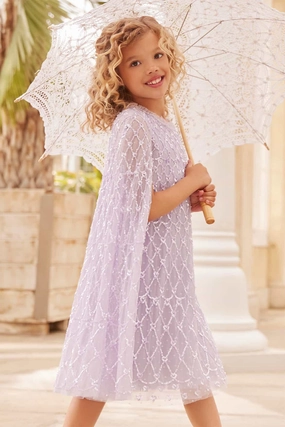 Heart Lattice Cape Kids Dress Quick Dry Tech