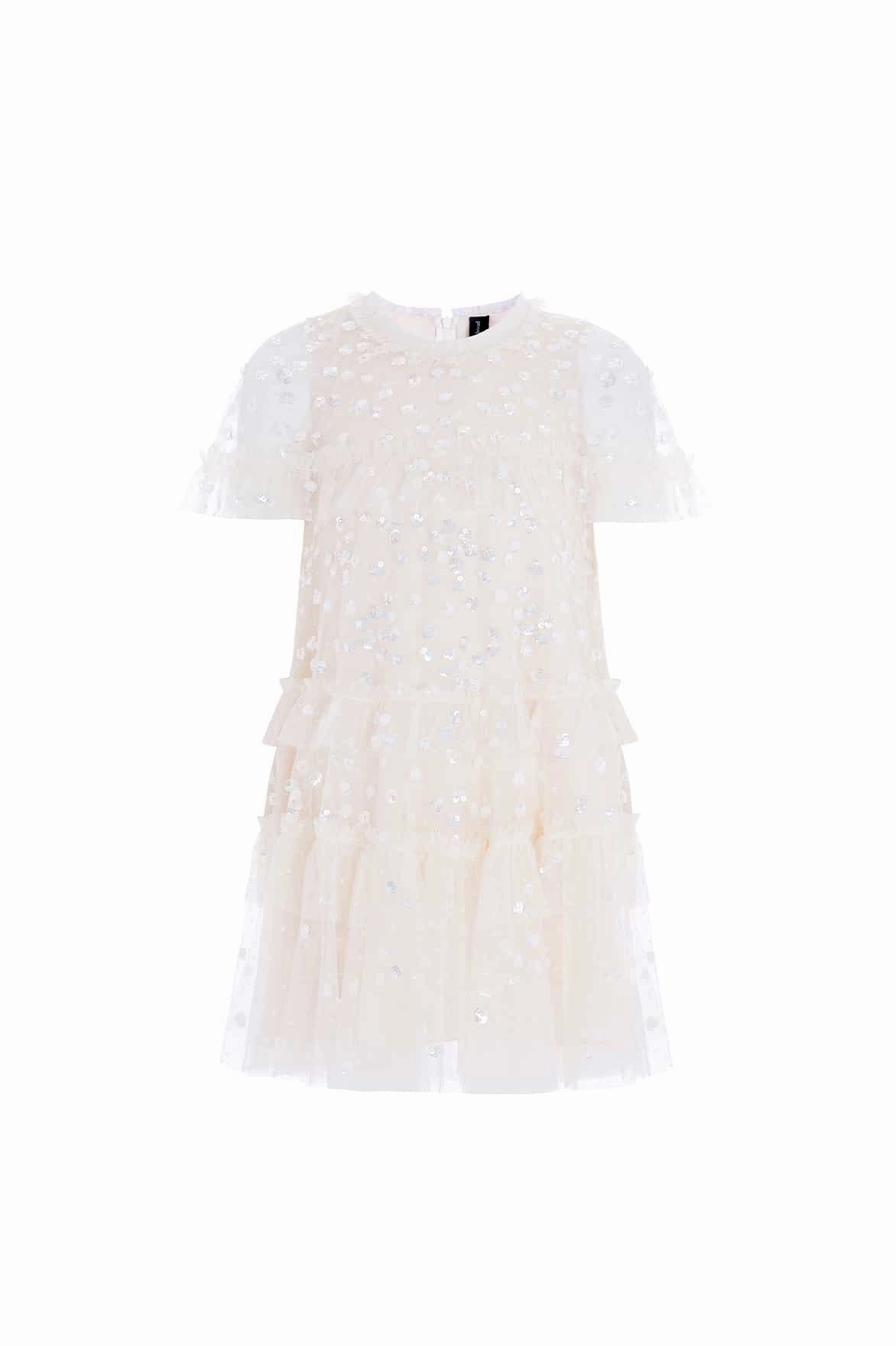 Leila Dot Tiered Cape Kids Dress Stretch Fit Engineering