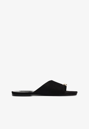 Eva Midsole Jodie Black Leather Flat Sandal